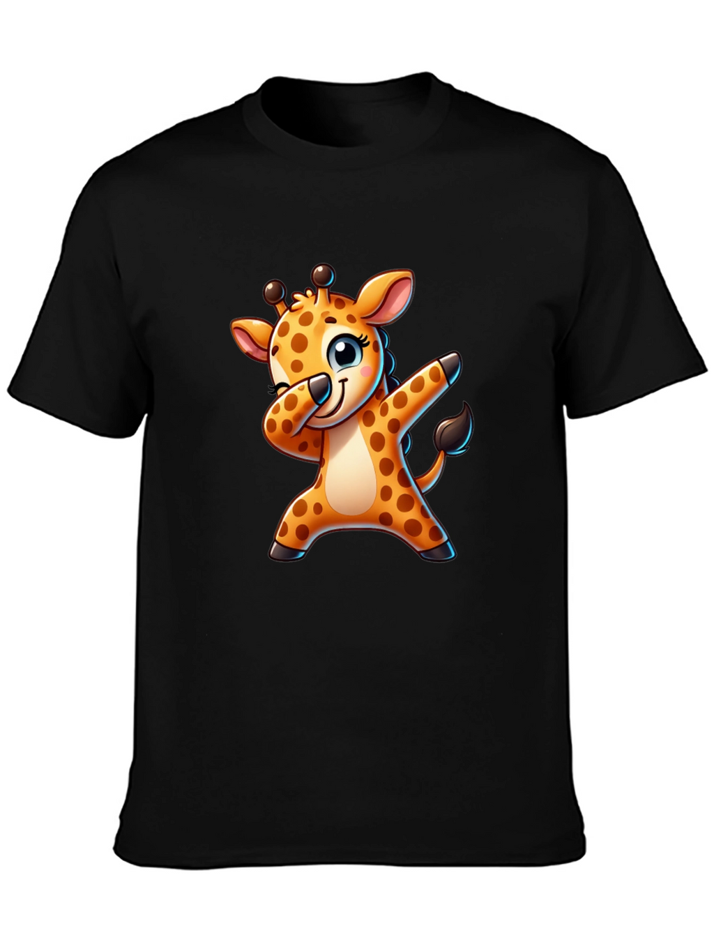 Dabbing Giraffe Black T-Shirt - Fun Cartoon Tee