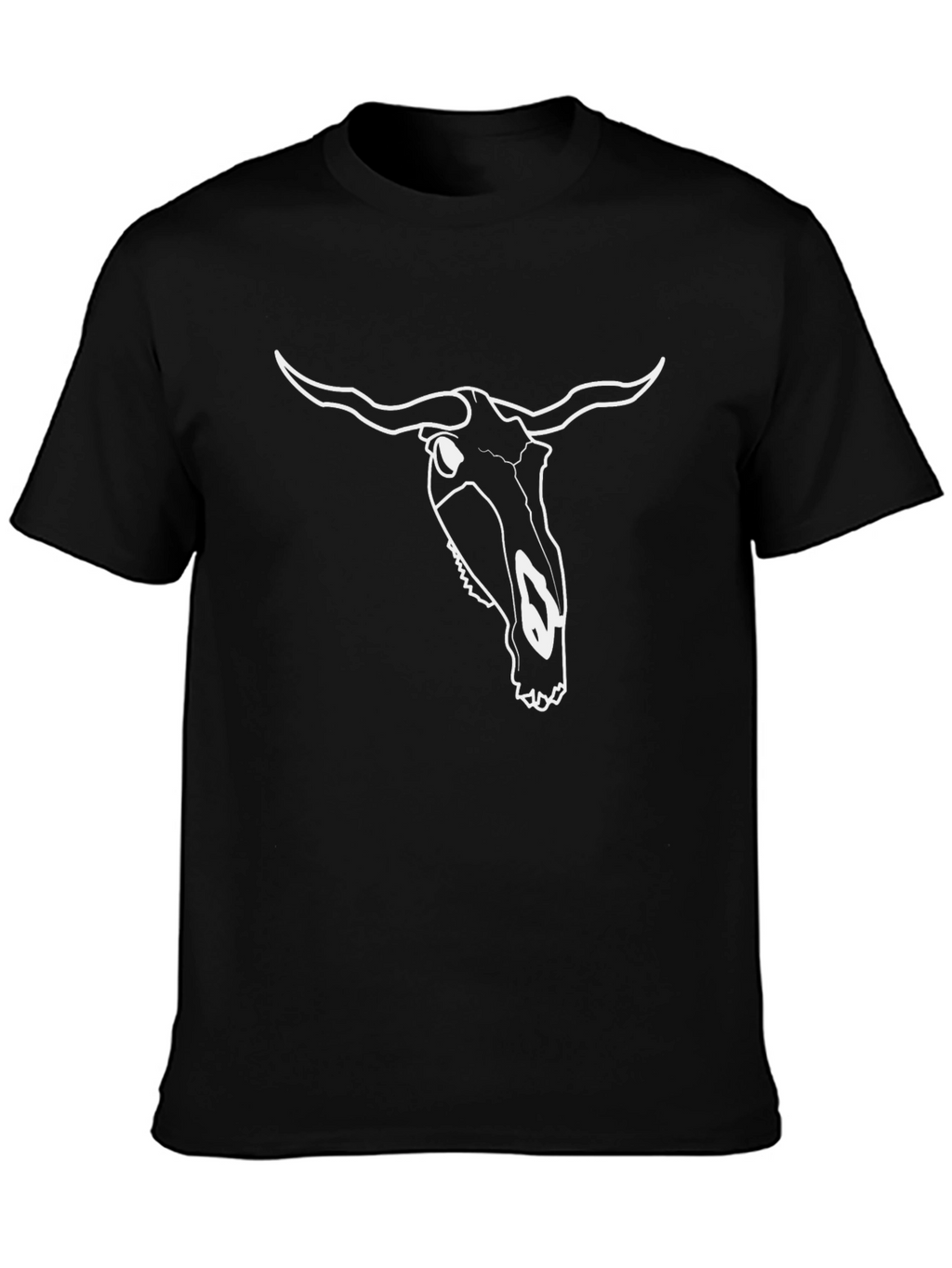 Black T-Shirt with Bull Skull Graphic