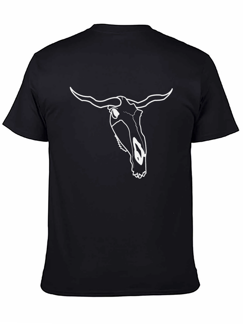 Black T-Shirt with Bull Skull Graphic