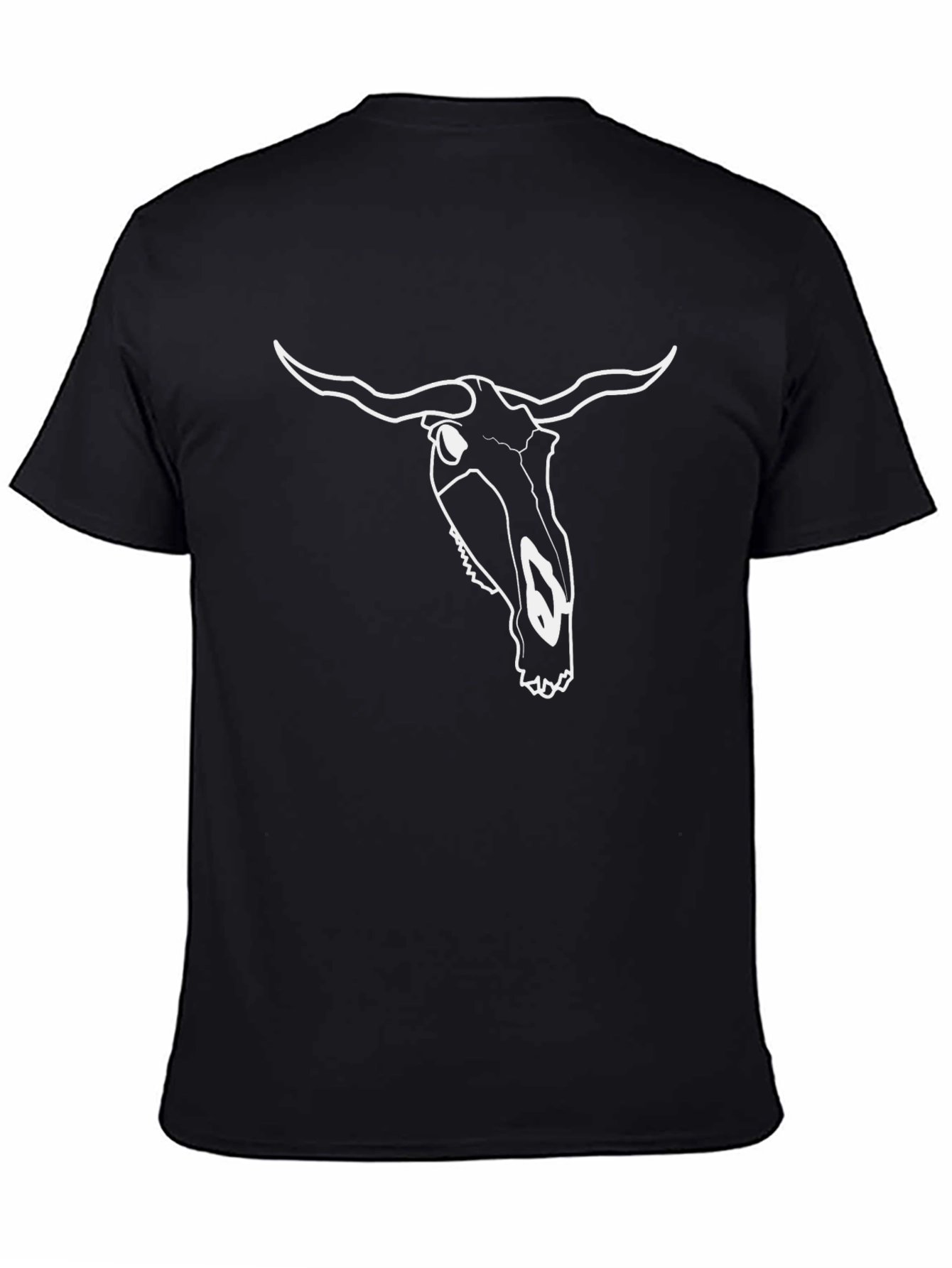 Black T-Shirt with Bull Skull Graphic