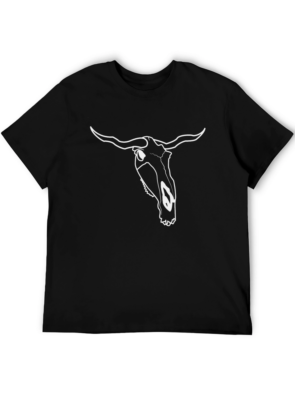 Black T-Shirt with Bull Skull Graphic