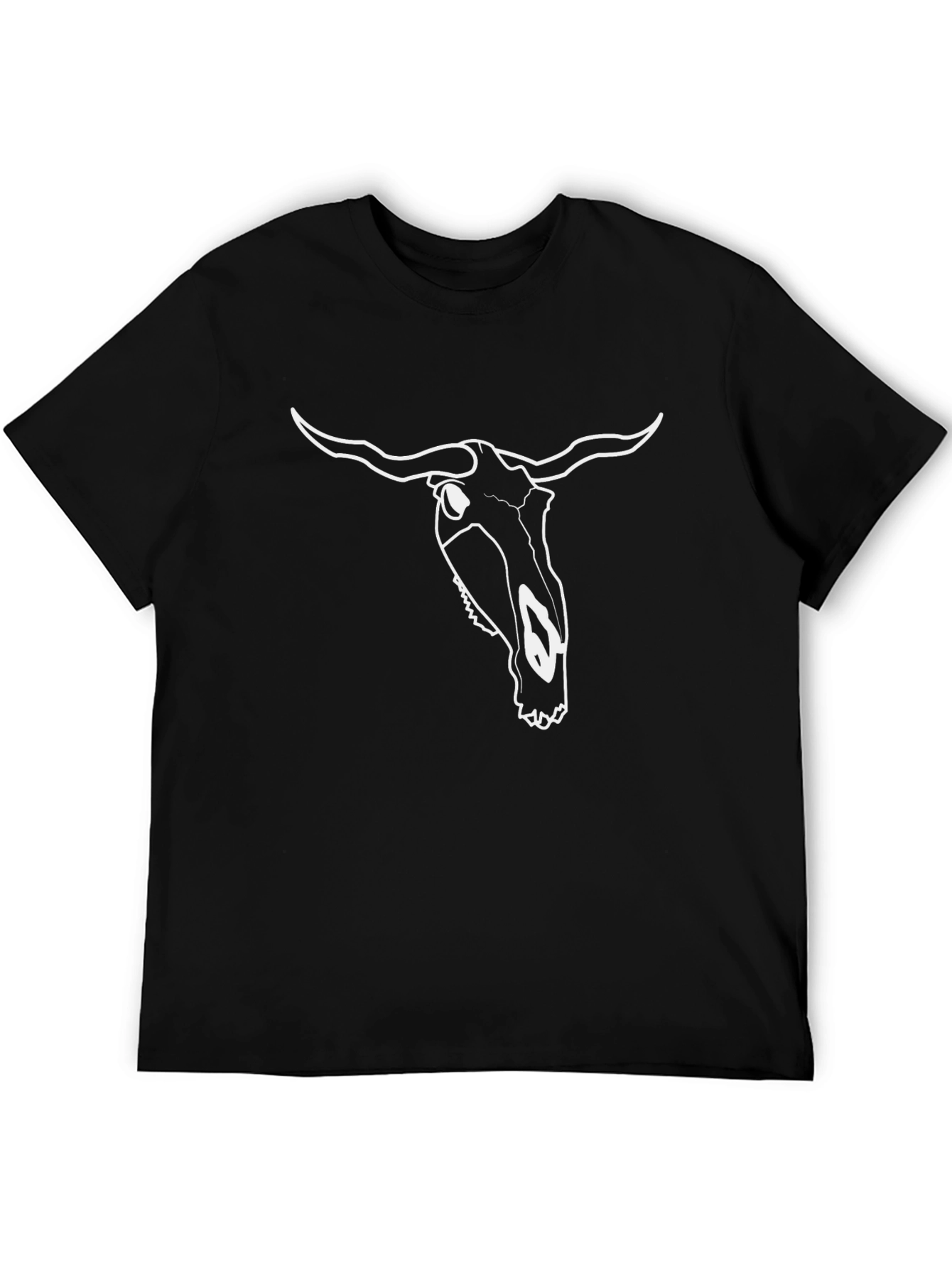 Black T-Shirt with Bull Skull Graphic