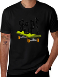 Skateboarding Graphic Tee - Black Cotton Blend