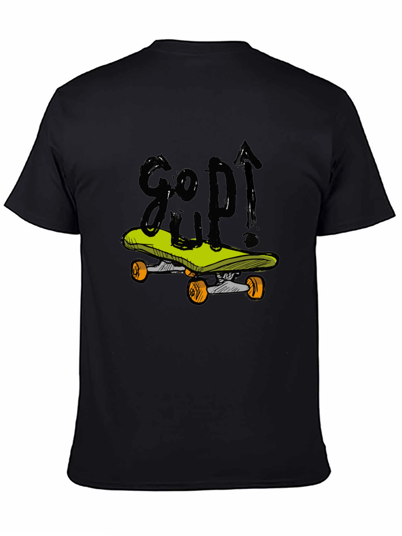 Skateboarding Graphic Tee - Black Cotton Blend