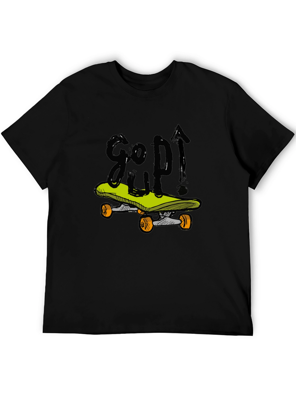 Skateboarding Graphic Tee - Black Cotton Blend