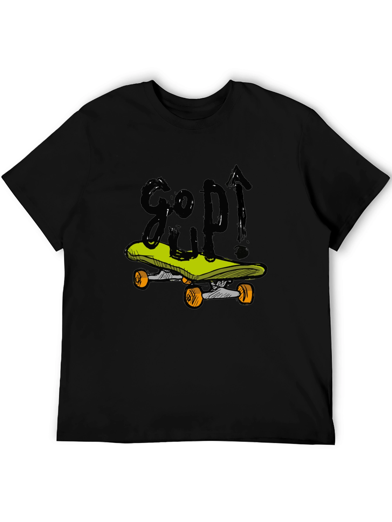 Skateboarding Graphic Tee - Black Cotton Blend