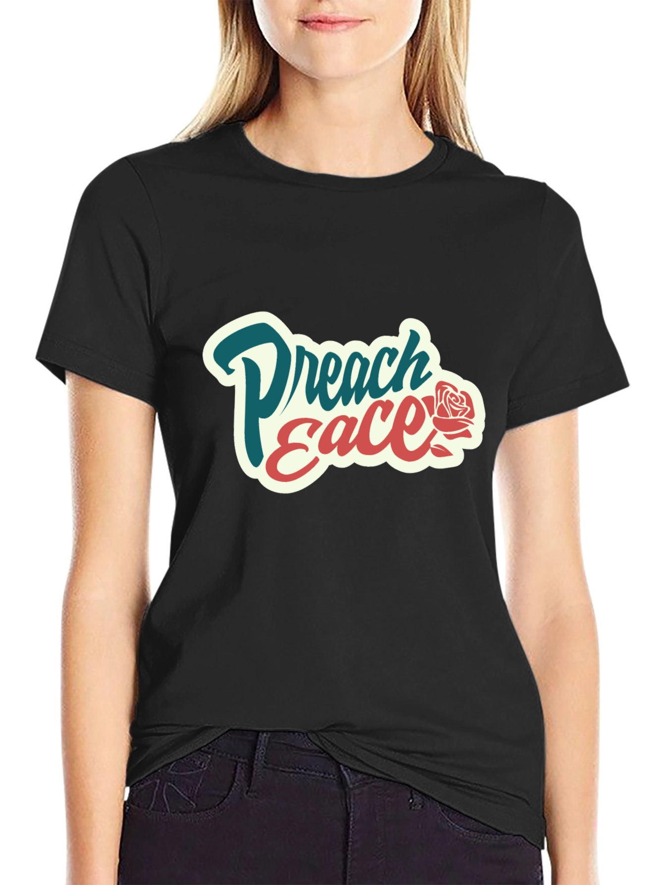 Preach Peace Graphic Tee - Black Cotton T-Shirt