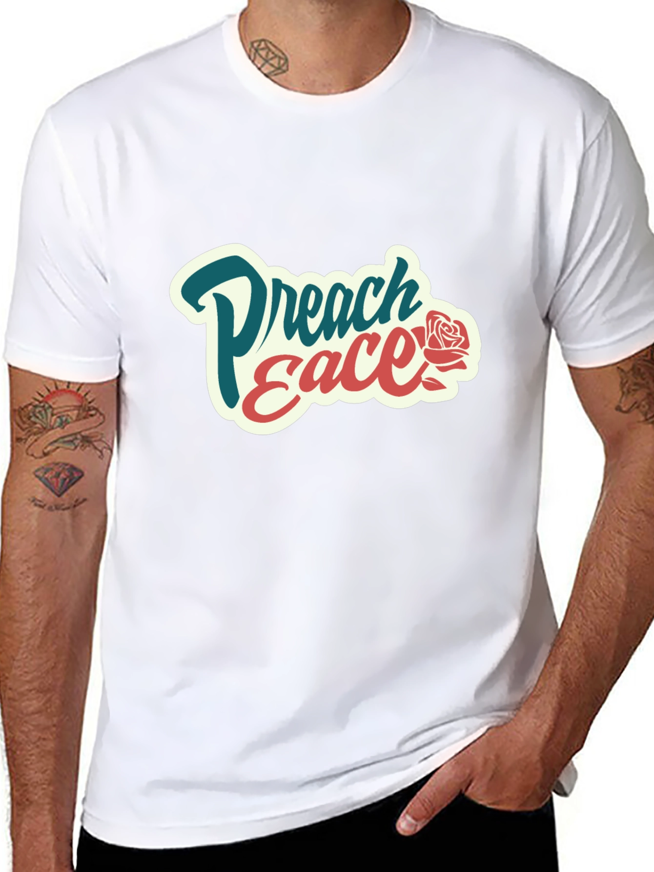 Preach Peace Graphic Tee - Black Cotton T-Shirt