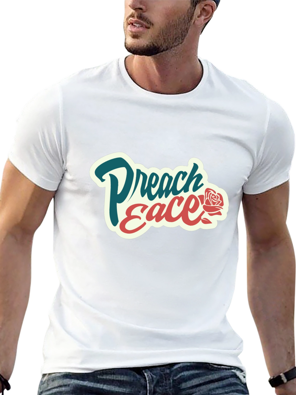 Preach Peace Graphic Tee - Black Cotton T-Shirt