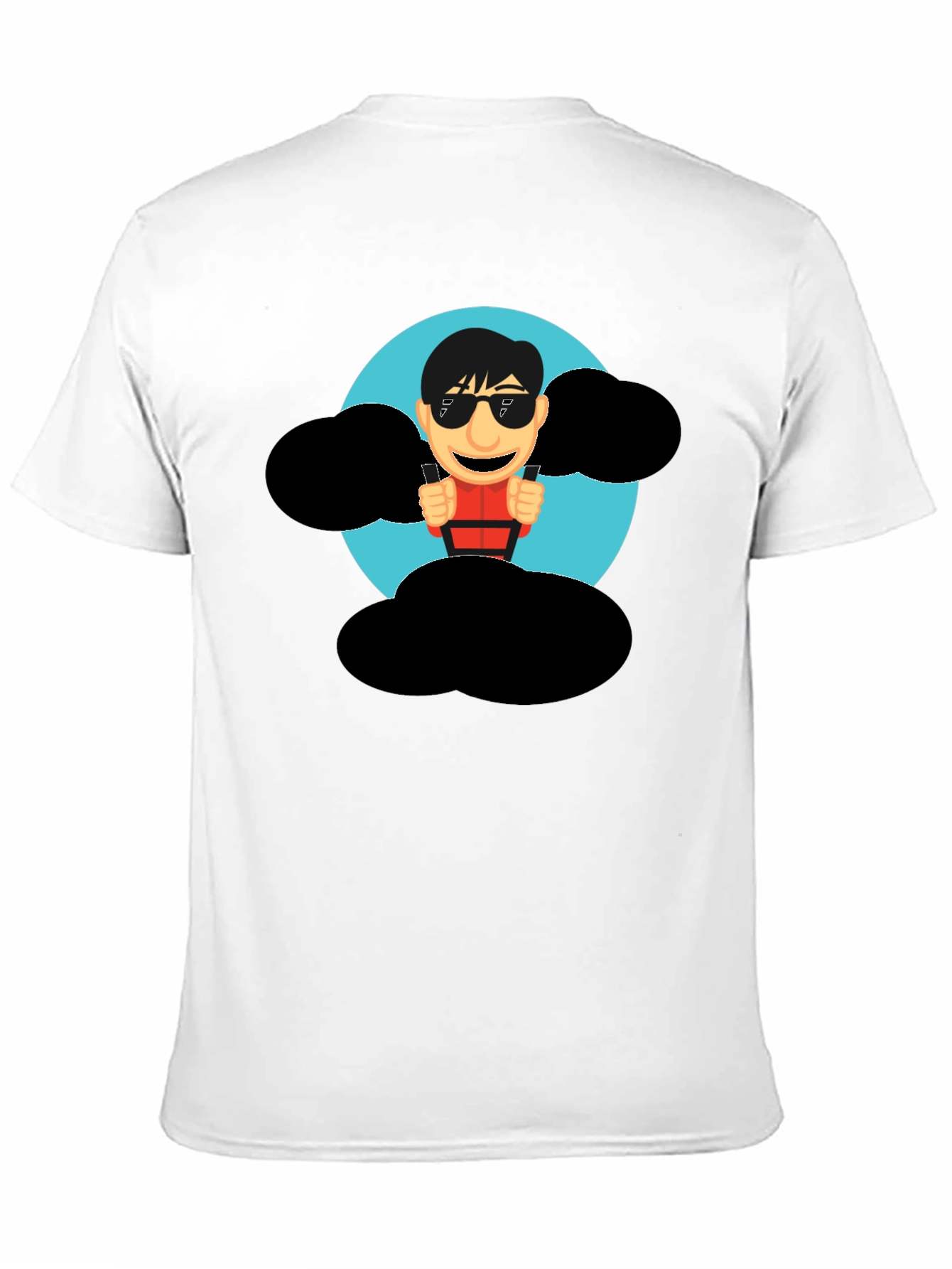 Cartoon Skydiver Graphic Tee - Cool Black T-Shirt