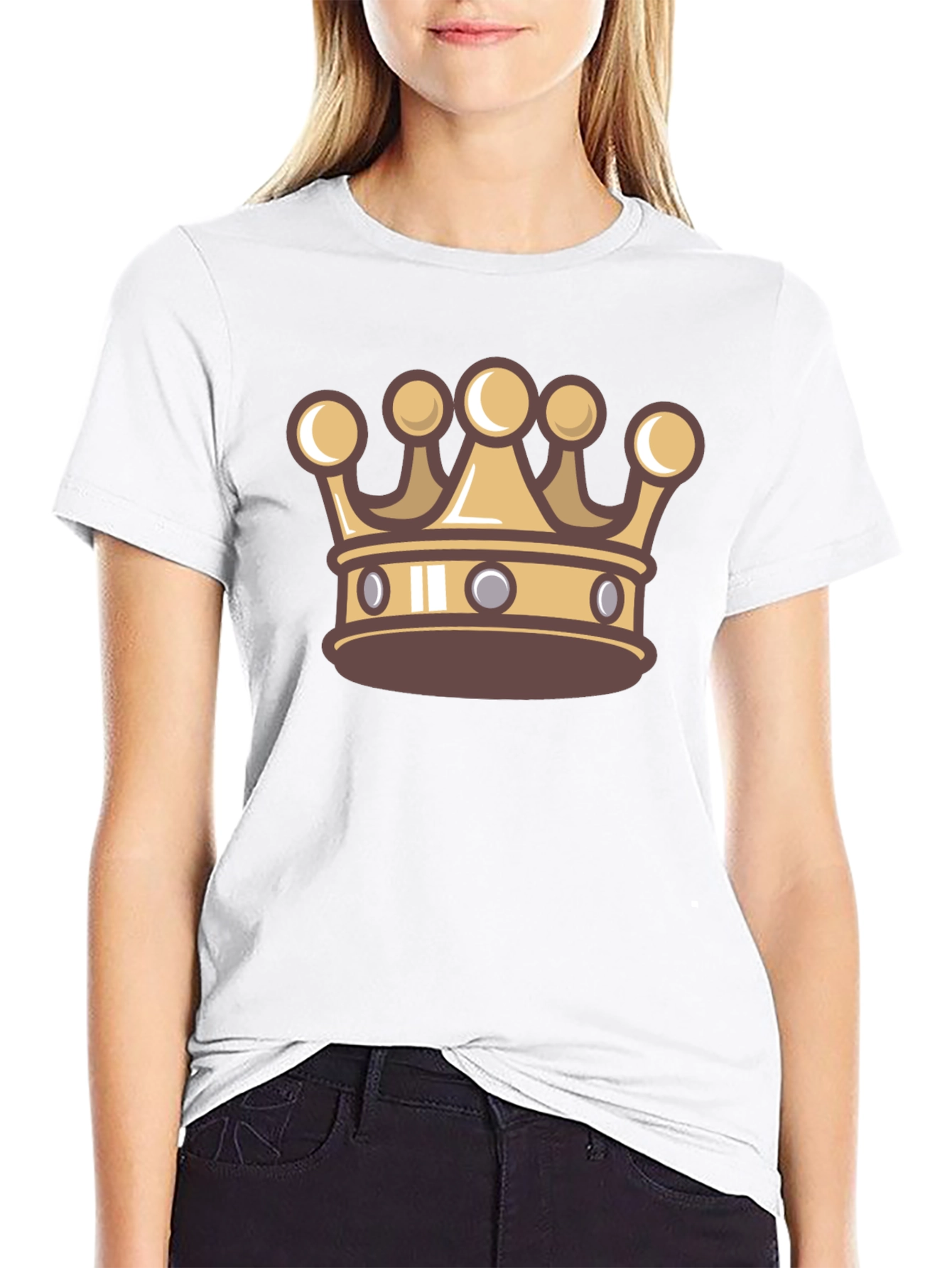Cartoon Crown Graphic Tee - Stylish Black T-Shirt