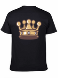Cartoon Crown Graphic Tee - Stylish Black T-Shirt