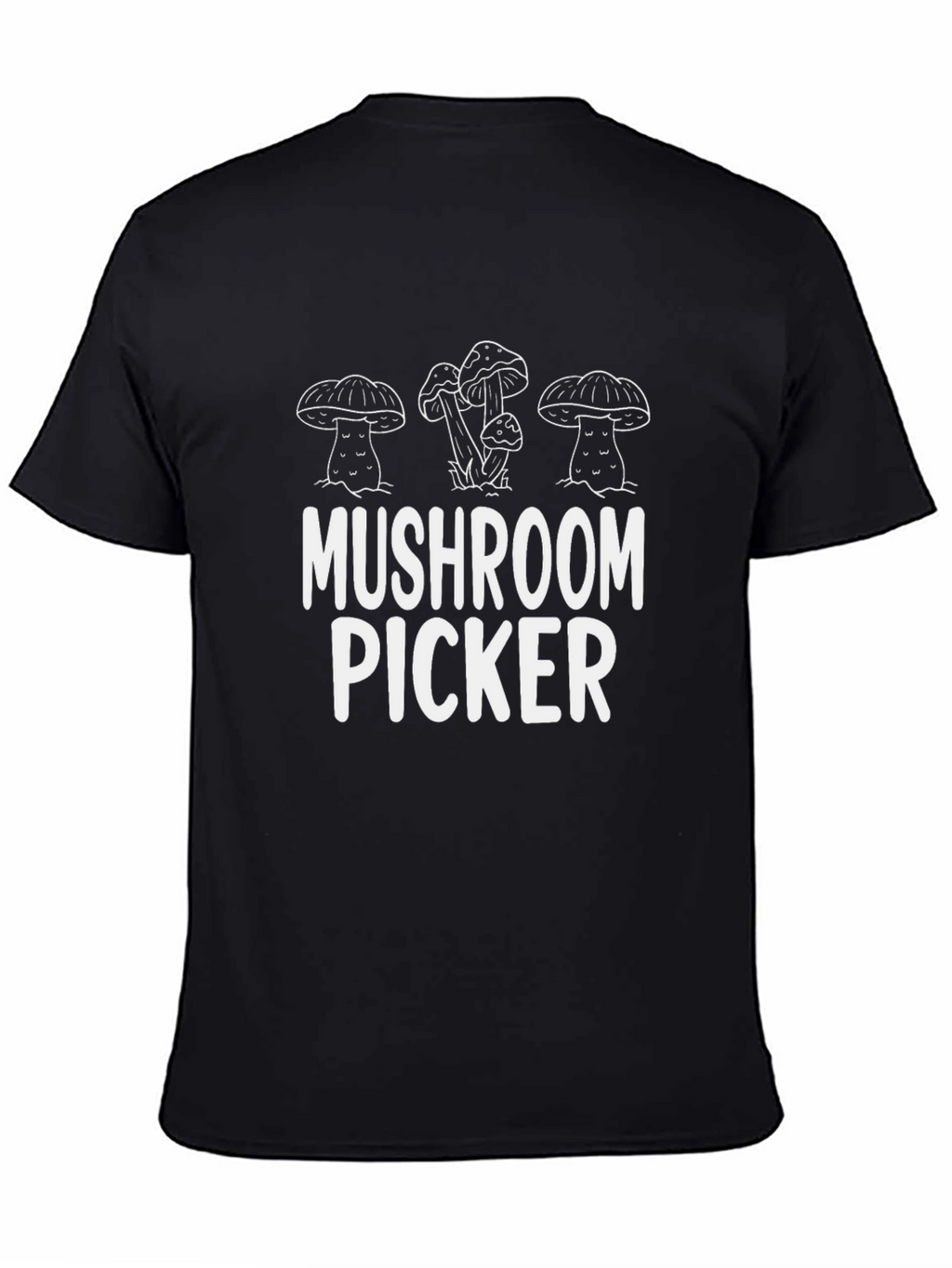 Mushroom Picker Graphic Tee - Black Cotton Shirt