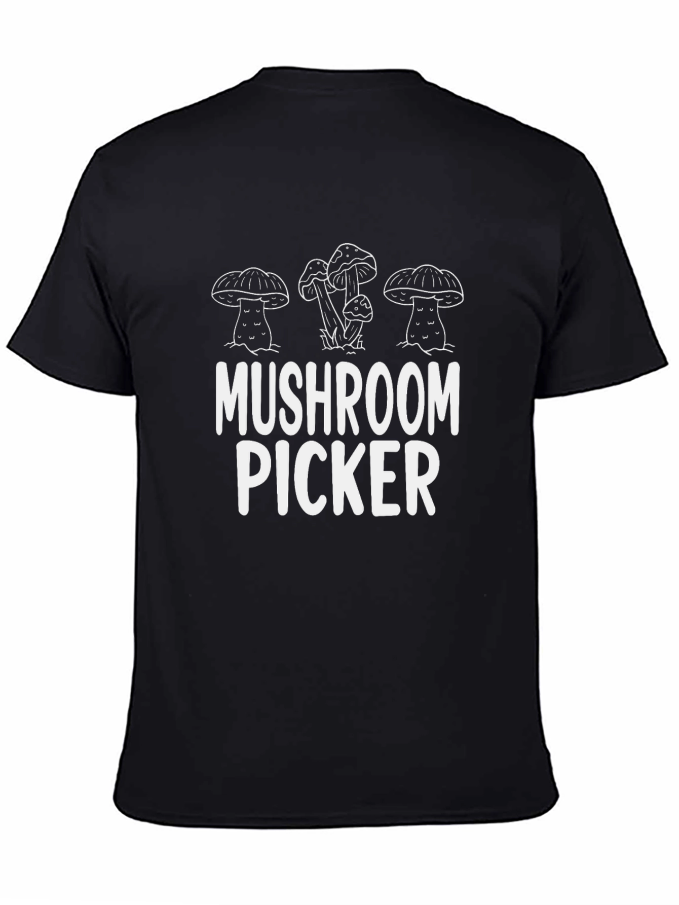Mushroom Picker Graphic Tee - Black Cotton Shirt