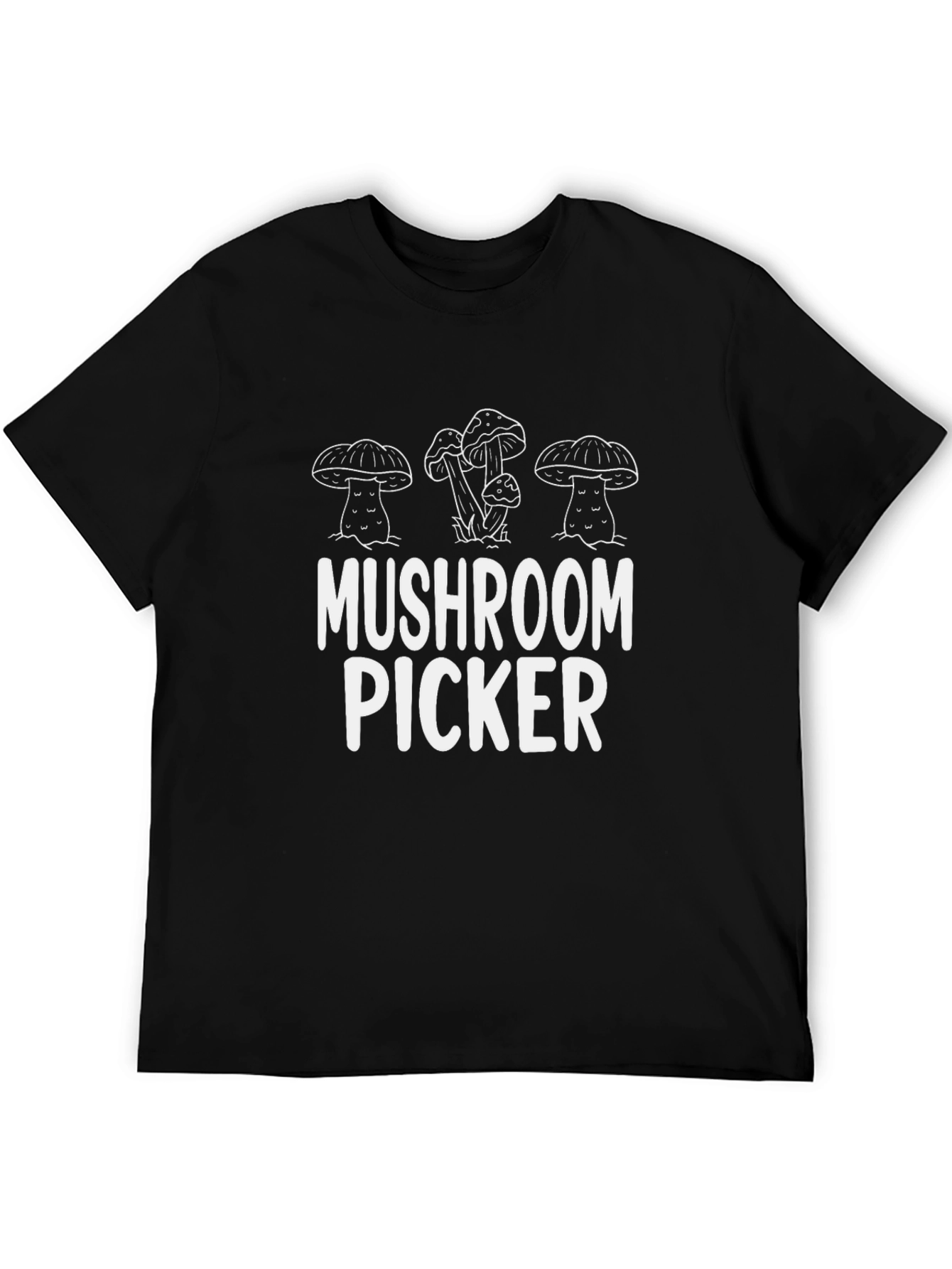 Mushroom Picker Graphic Tee - Black Cotton Shirt