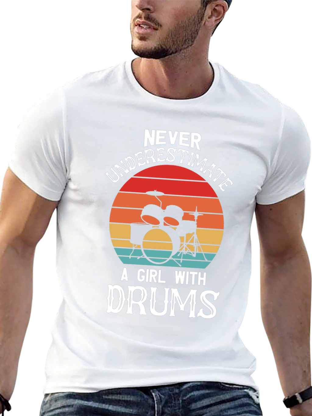 Never Underestimate a Girl with Drums Graphic T-Shirt