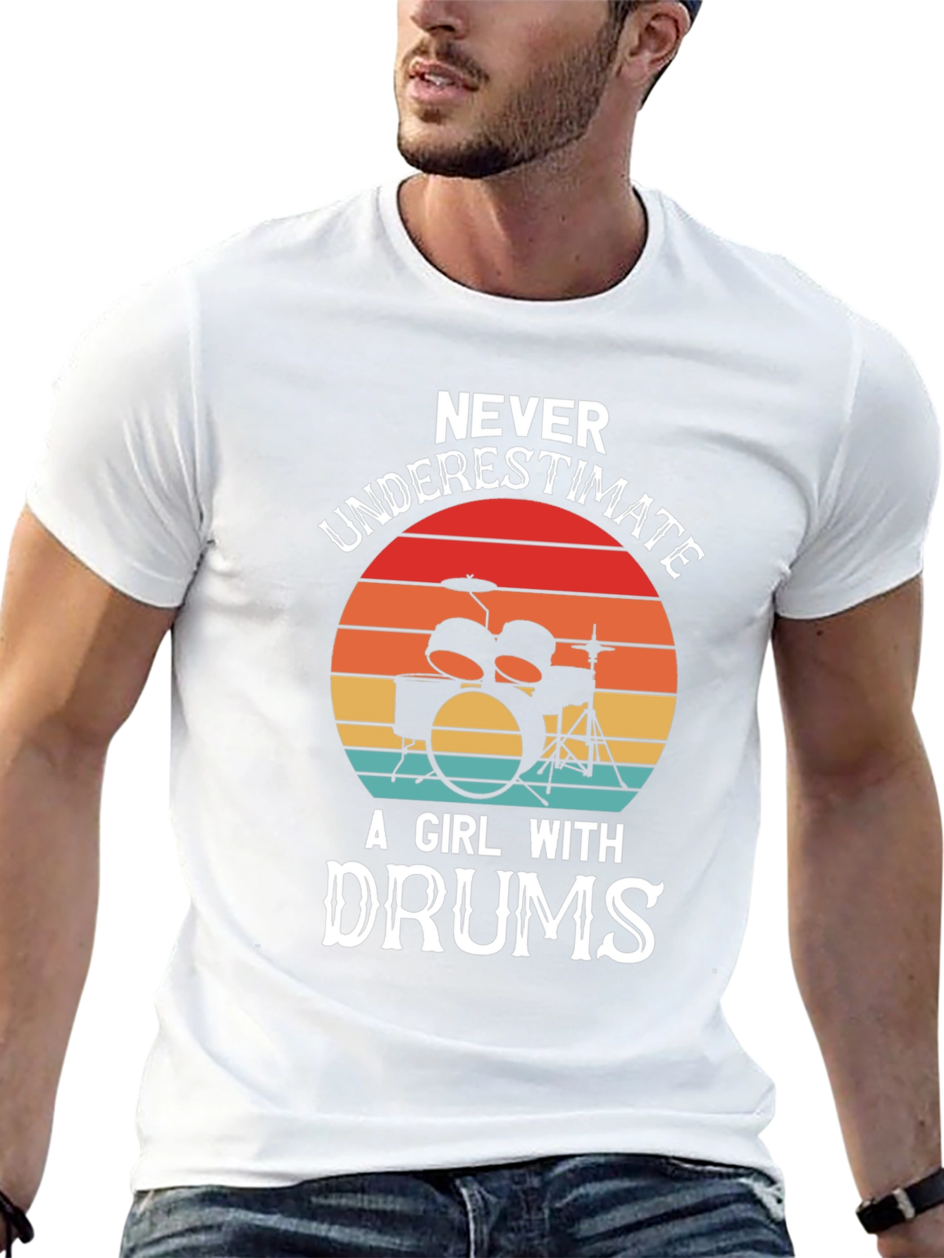 Never Underestimate a Girl with Drums Graphic T-Shirt