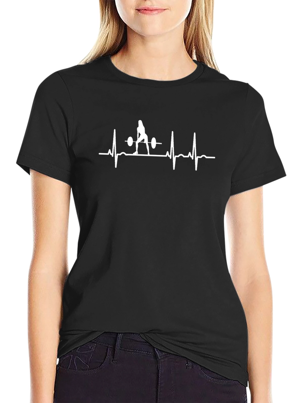 Weightlifting Heartbeat Tee - Black Cotton