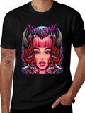 Illusion Graphic Tee - Edgy Demon Girl Design