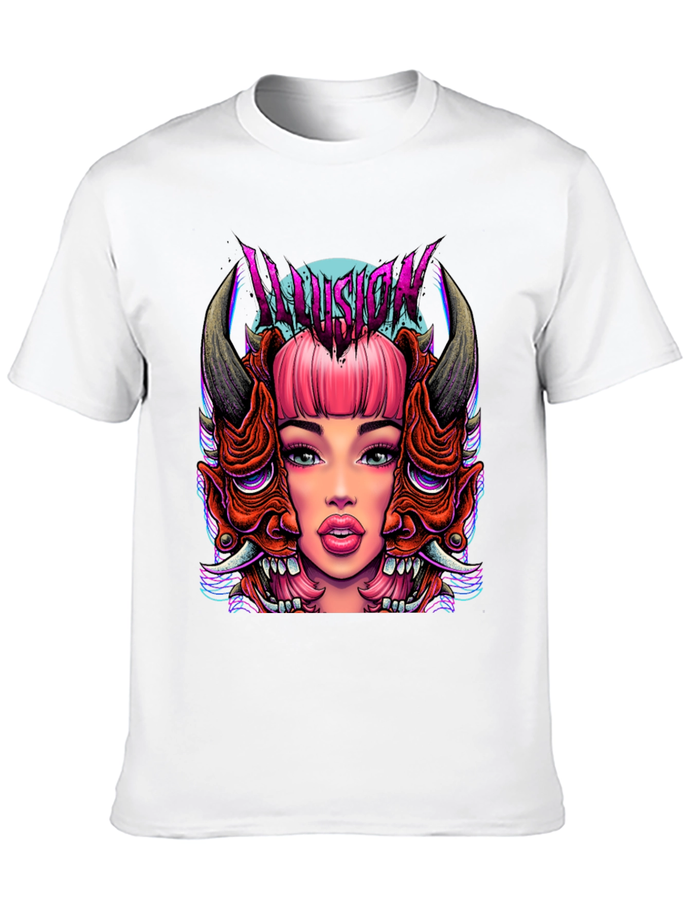 Illusion Graphic Tee - Edgy Demon Girl Design