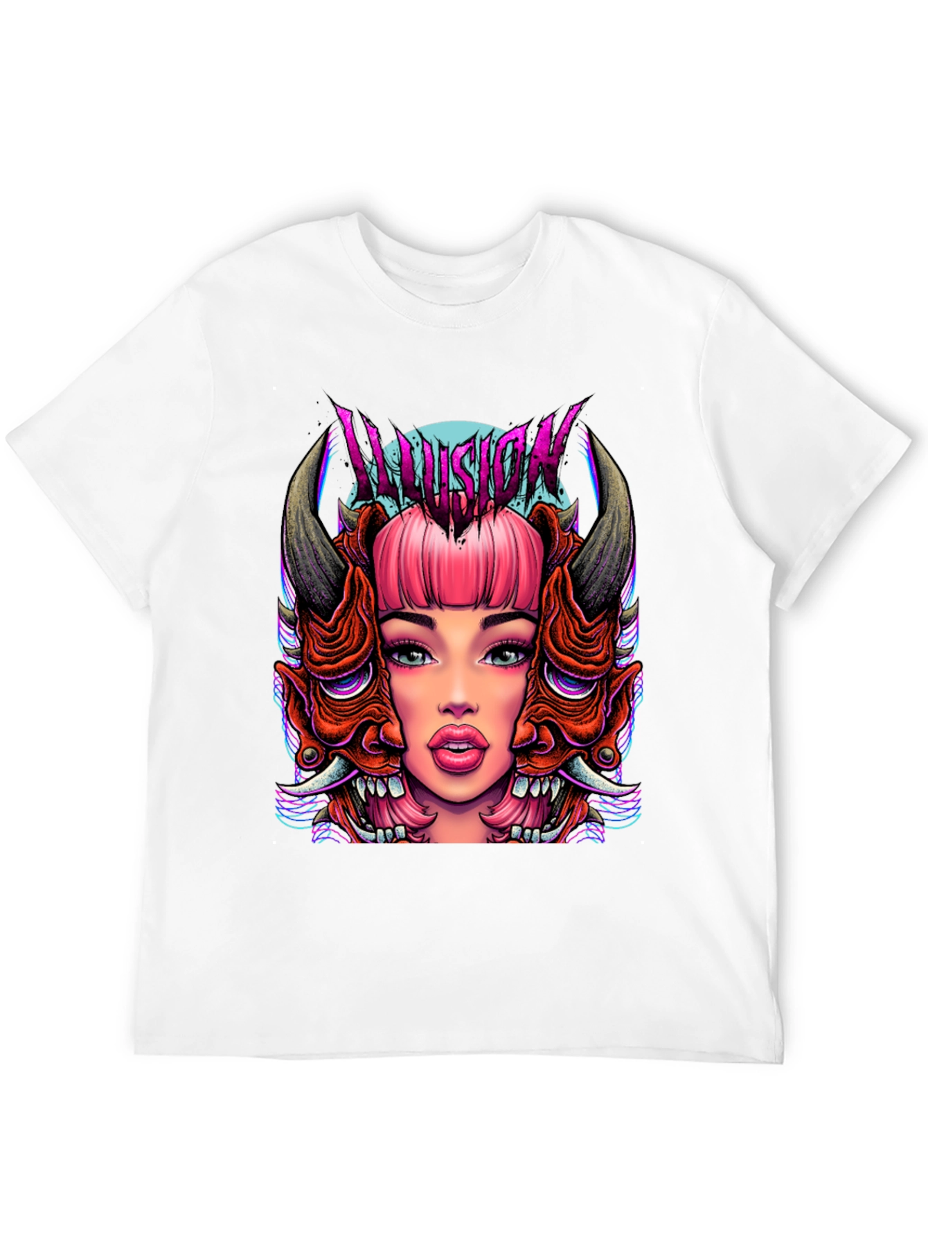 Illusion Graphic Tee - Edgy Demon Girl Design
