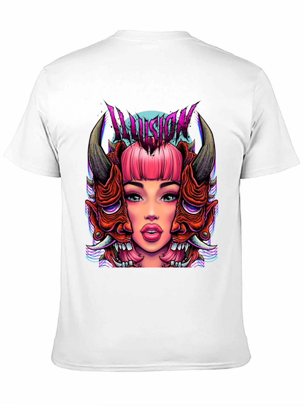 Illusion Graphic Tee - Edgy Demon Girl Design