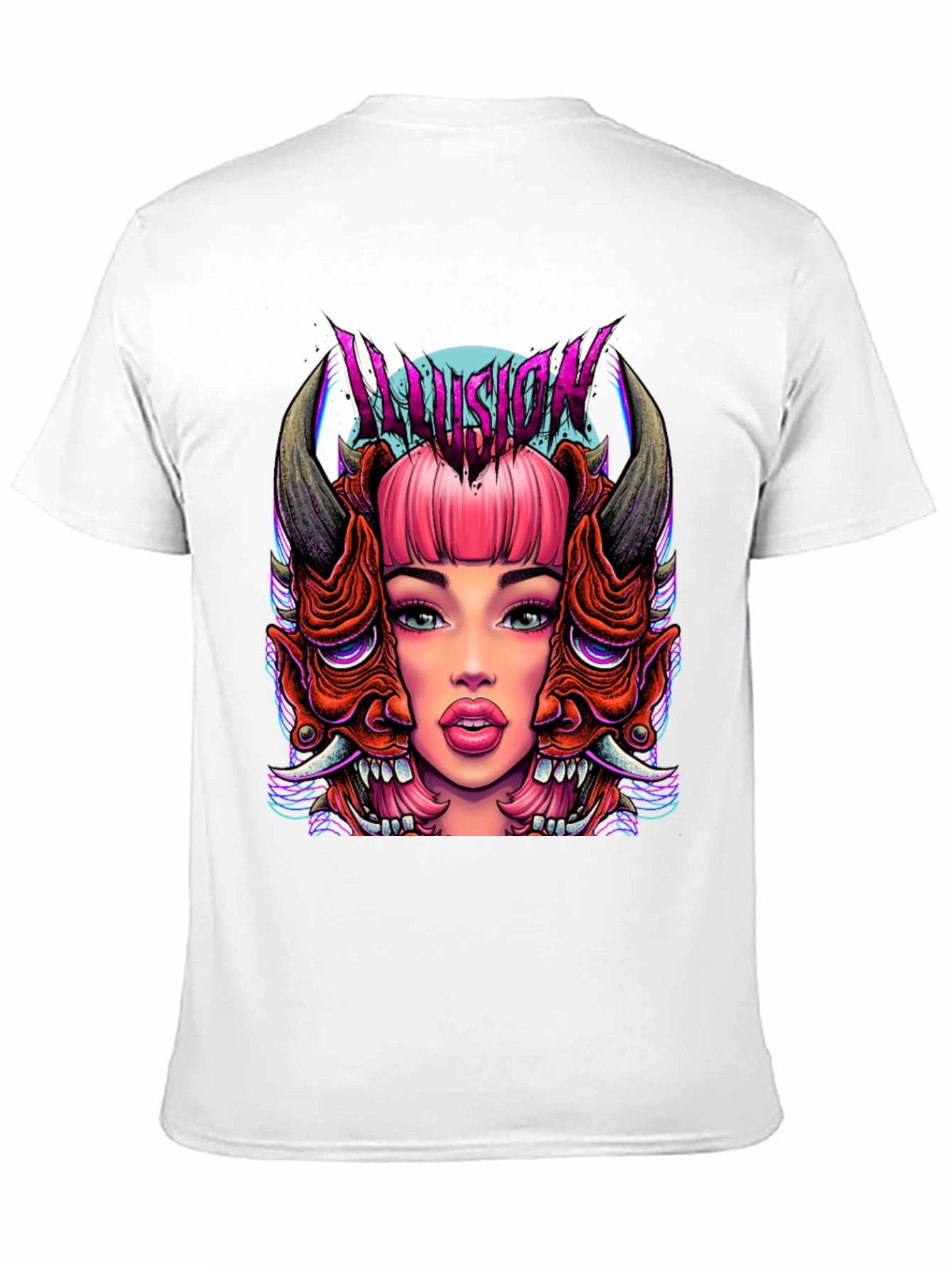 Illusion Graphic Tee - Edgy Demon Girl Design
