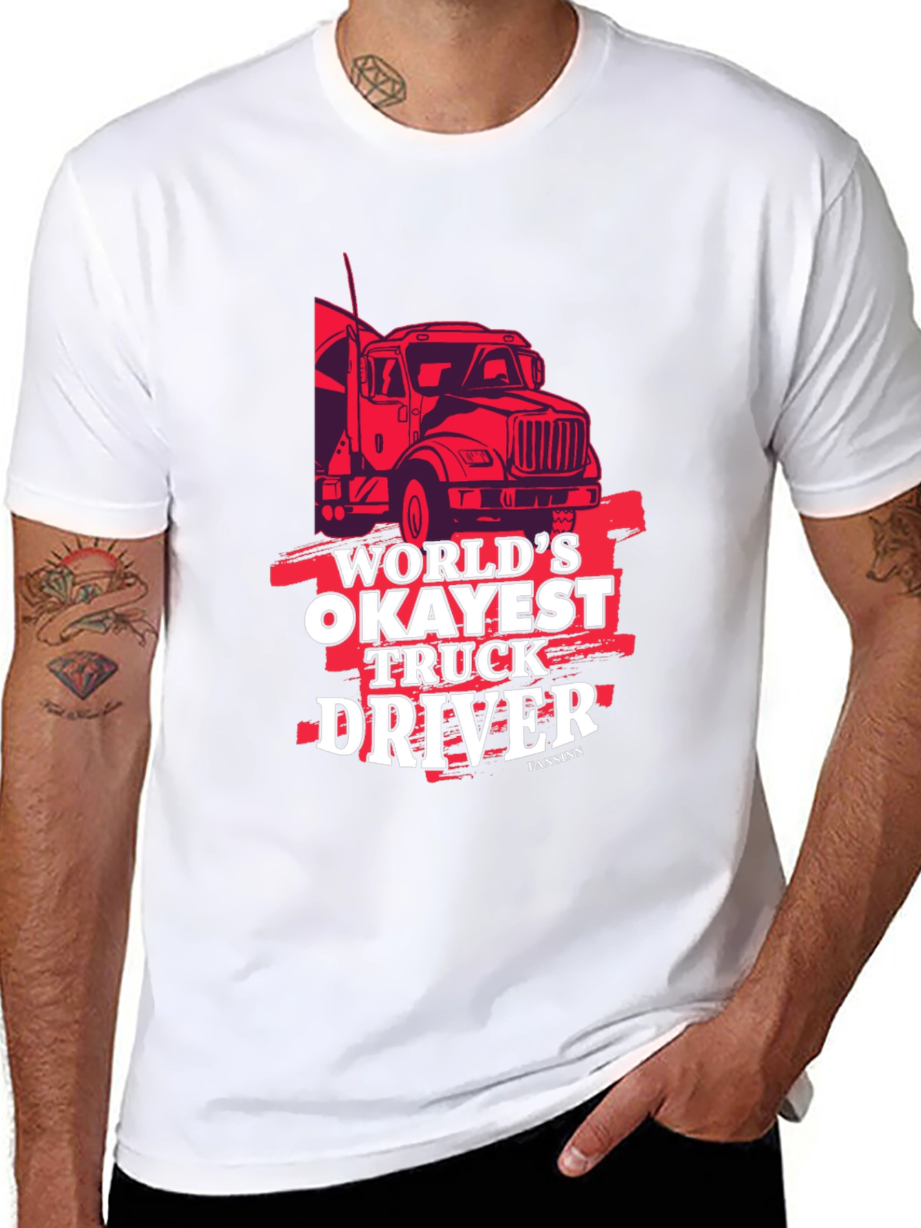 Worlds Okayest Truck Driver Black Graphic Tee