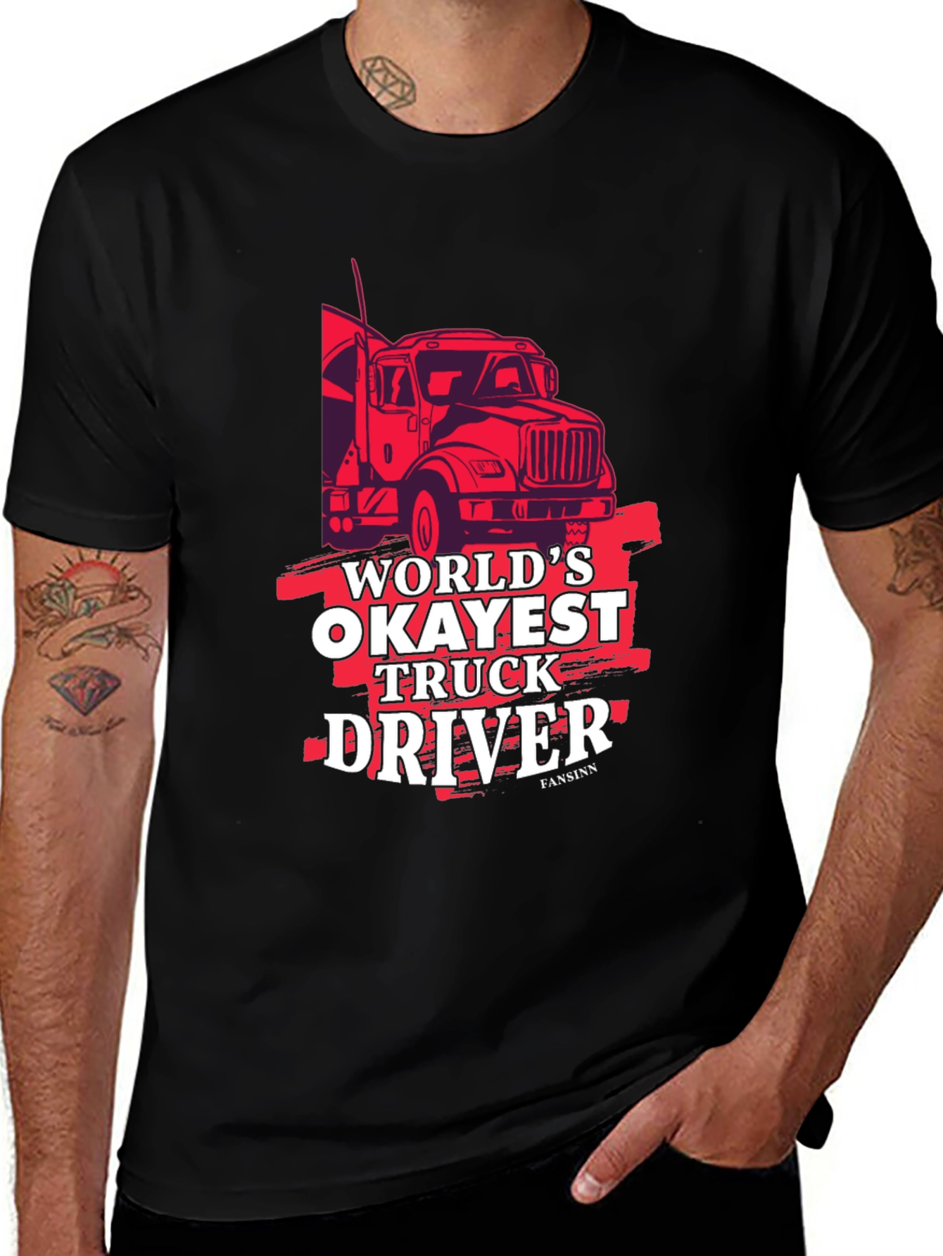 Worlds Okayest Truck Driver Black Graphic Tee