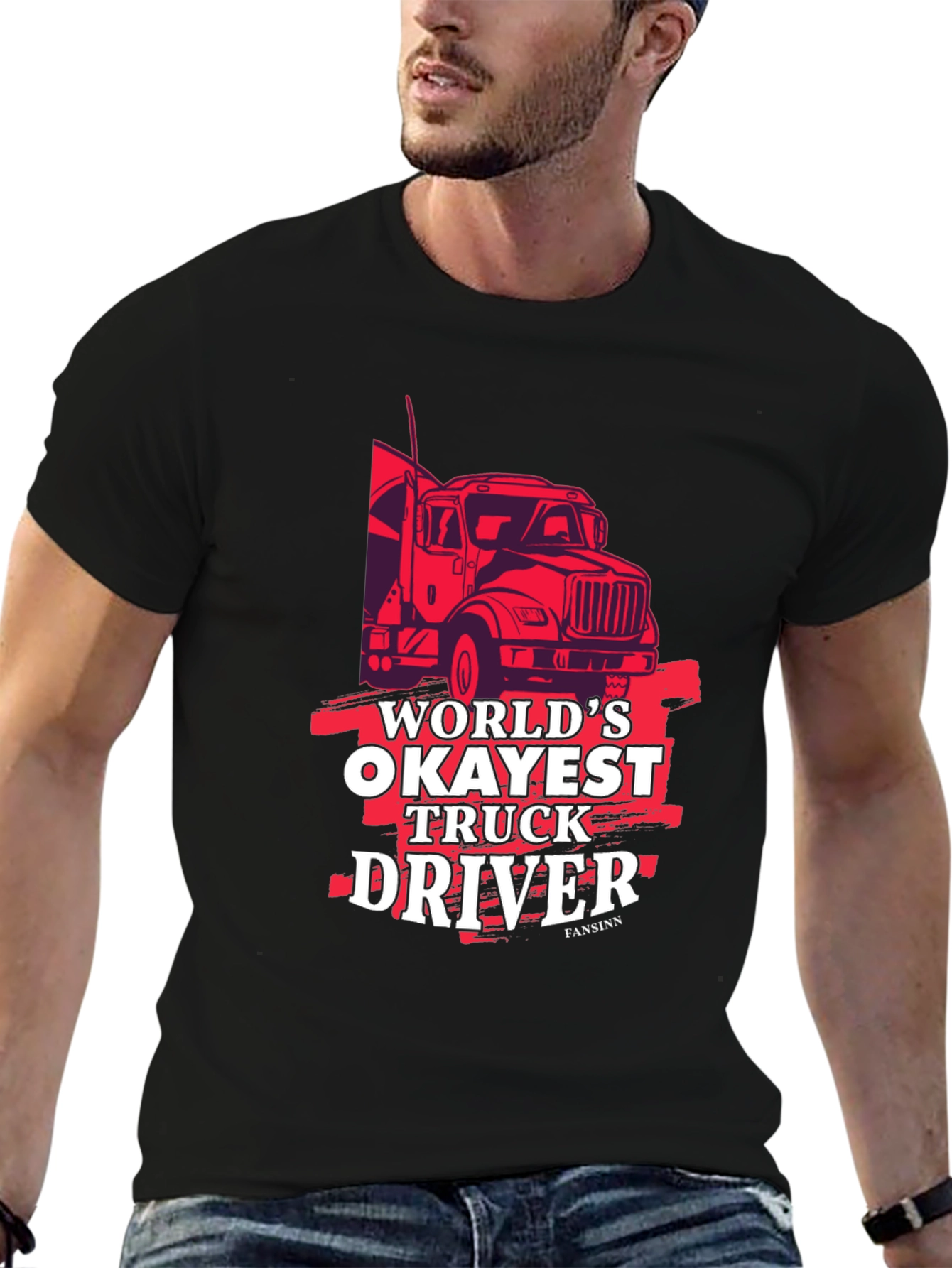 Worlds Okayest Truck Driver Black Graphic Tee