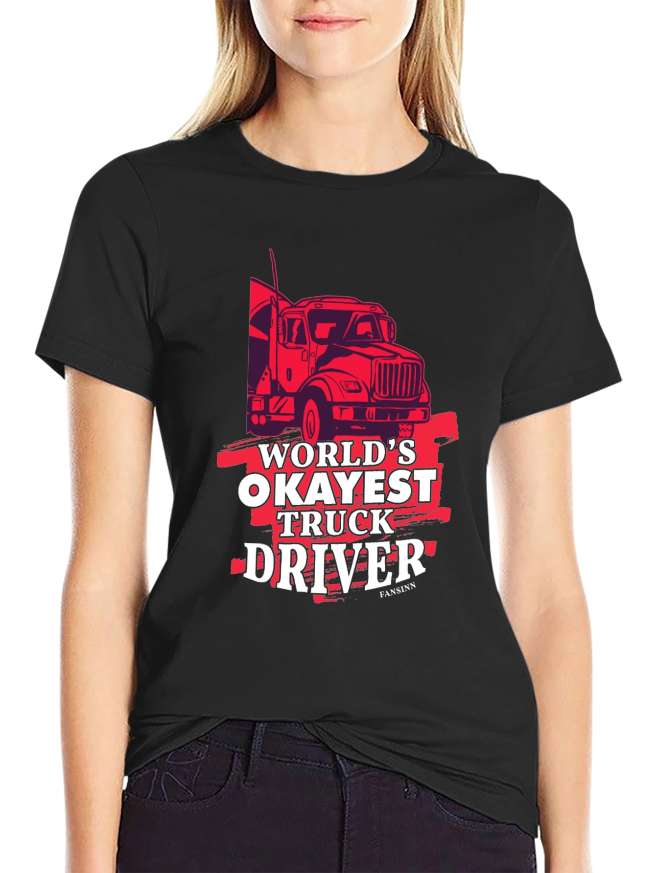 Worlds Okayest Truck Driver Black Graphic Tee