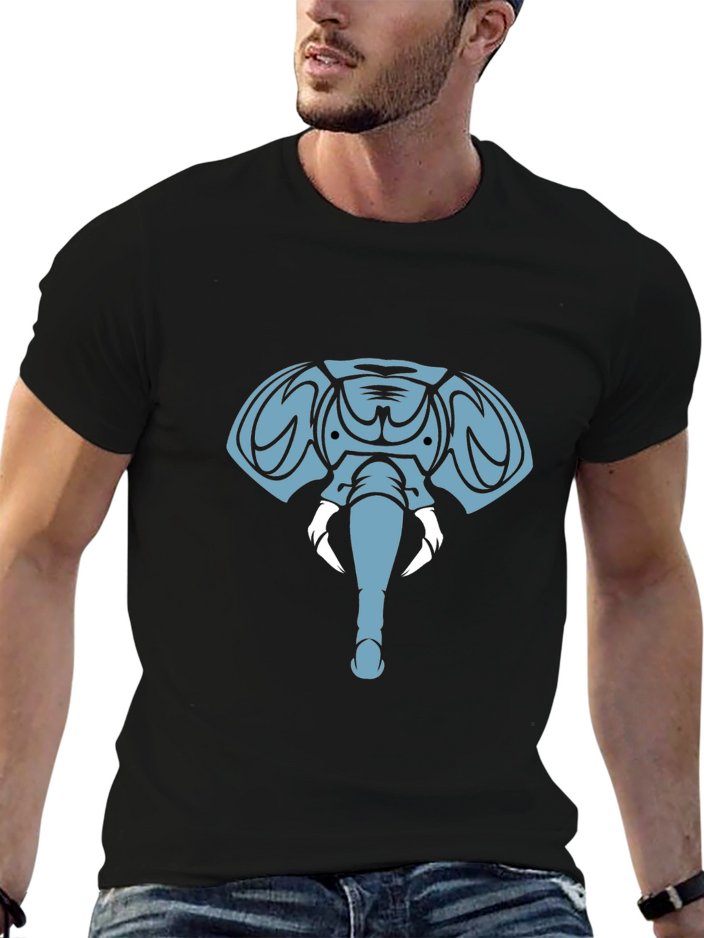 Elephant Graphic Tee - Stylish Black Cotton T-Shirt