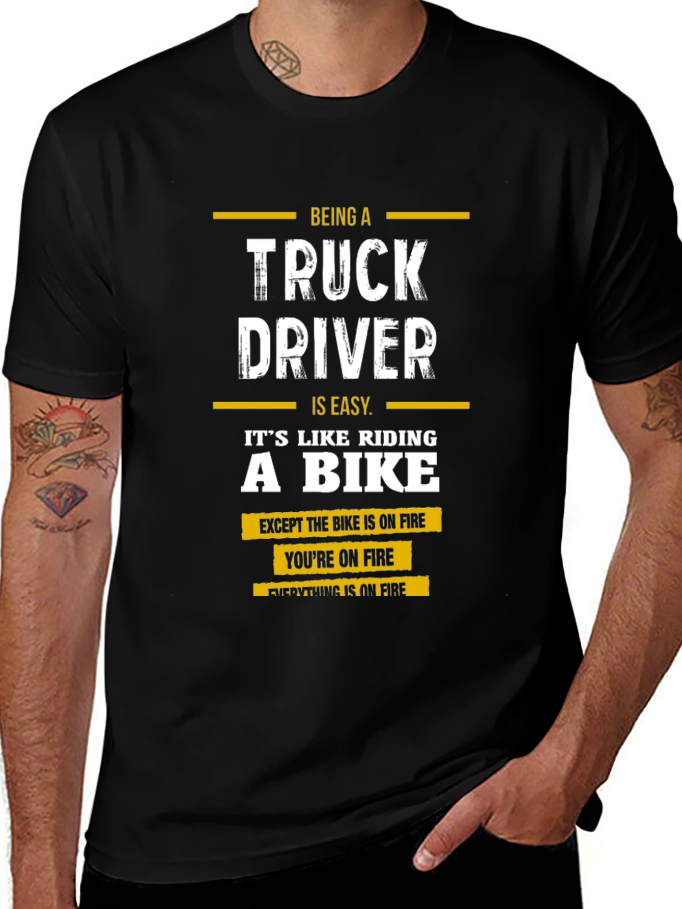 Truck Driver On Fire Graphic T-Shirt