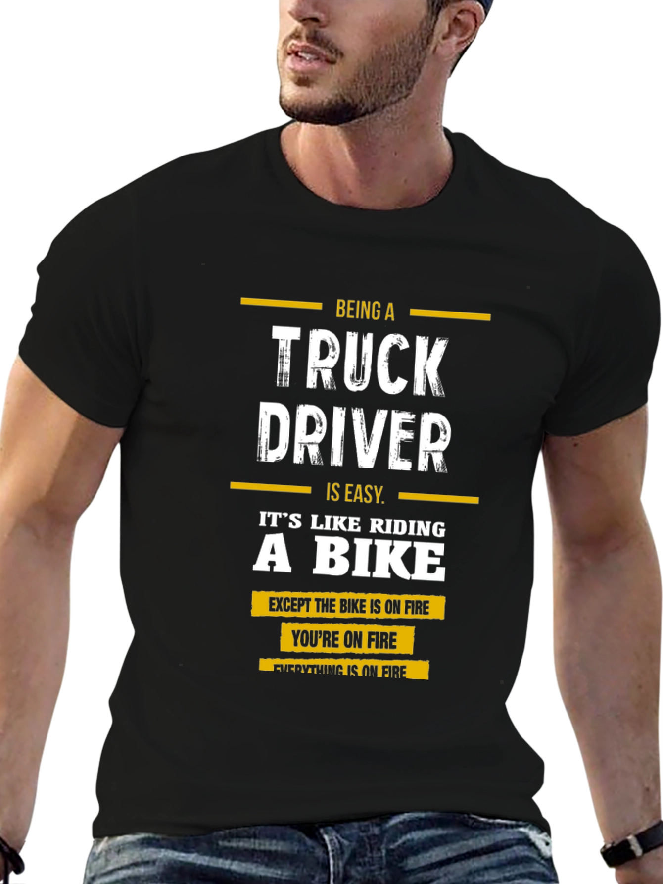 Truck Driver On Fire Graphic T-Shirt