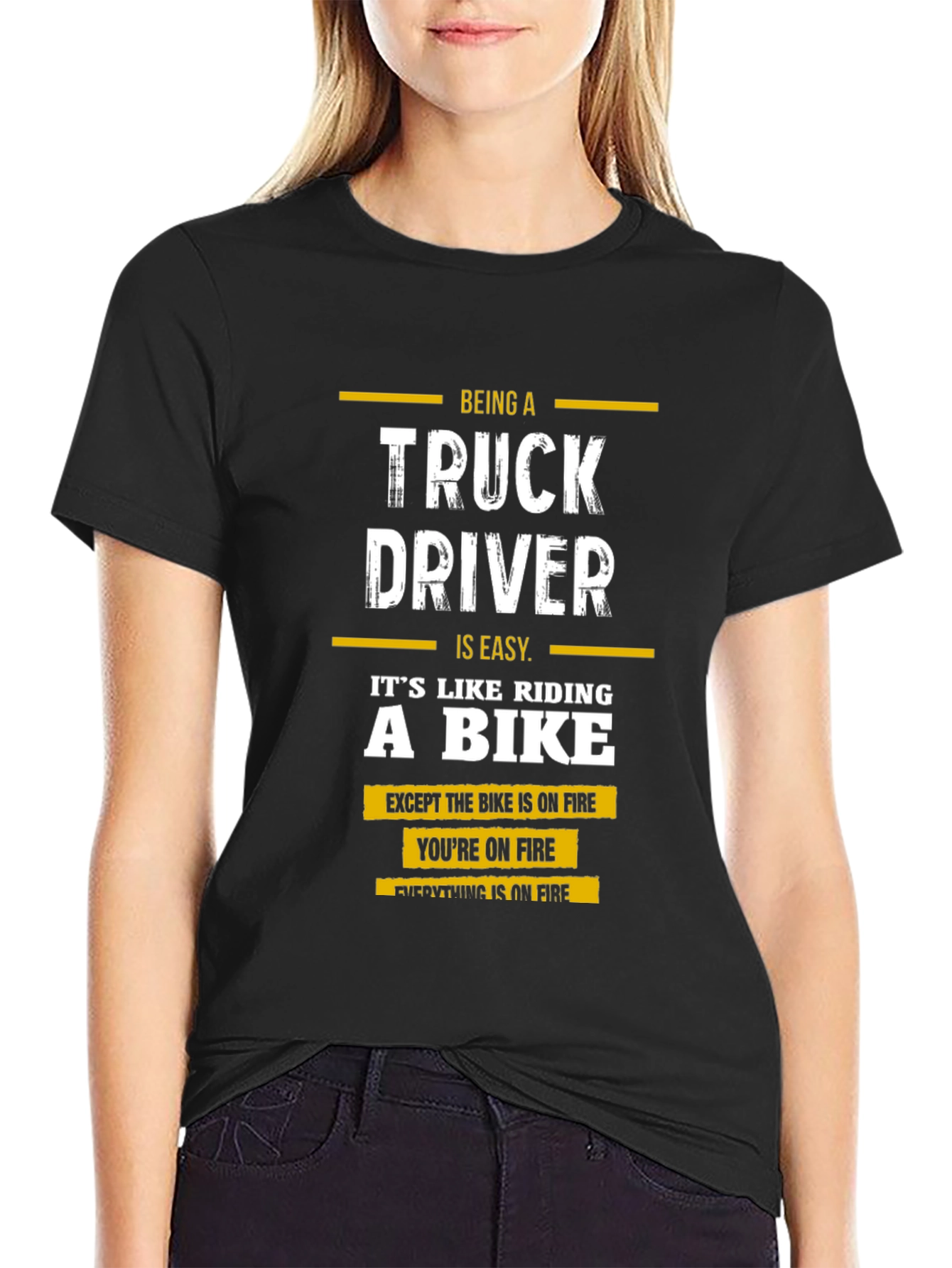 Truck Driver On Fire Graphic T-Shirt