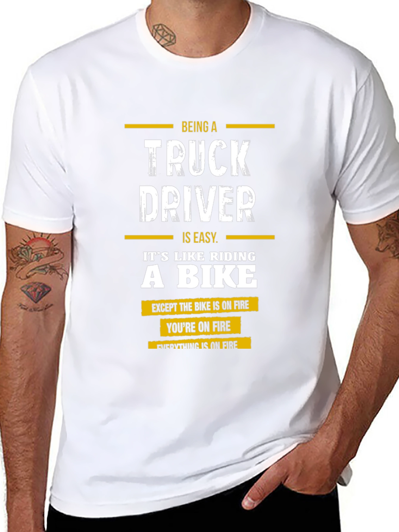 Truck Driver On Fire Graphic T-Shirt