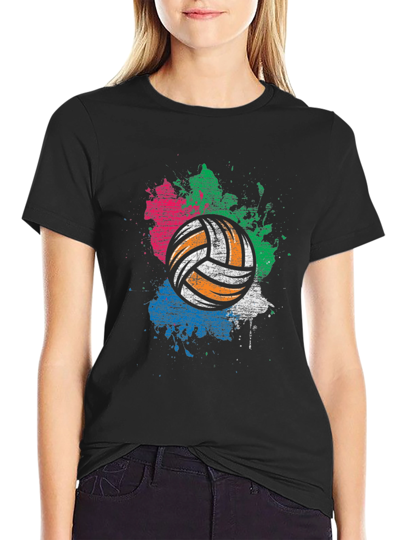Volleyball Graphic Tee - Colorful Splash Design
