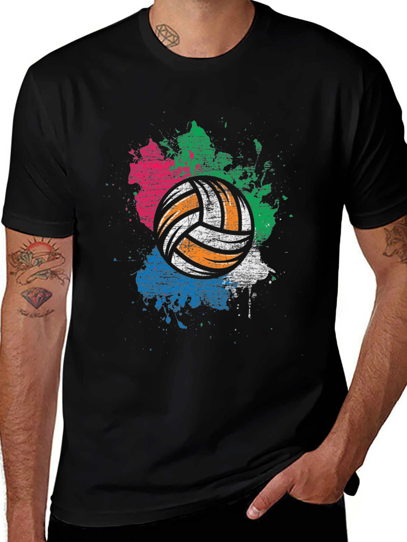 Volleyball Graphic Tee - Colorful Splash Design