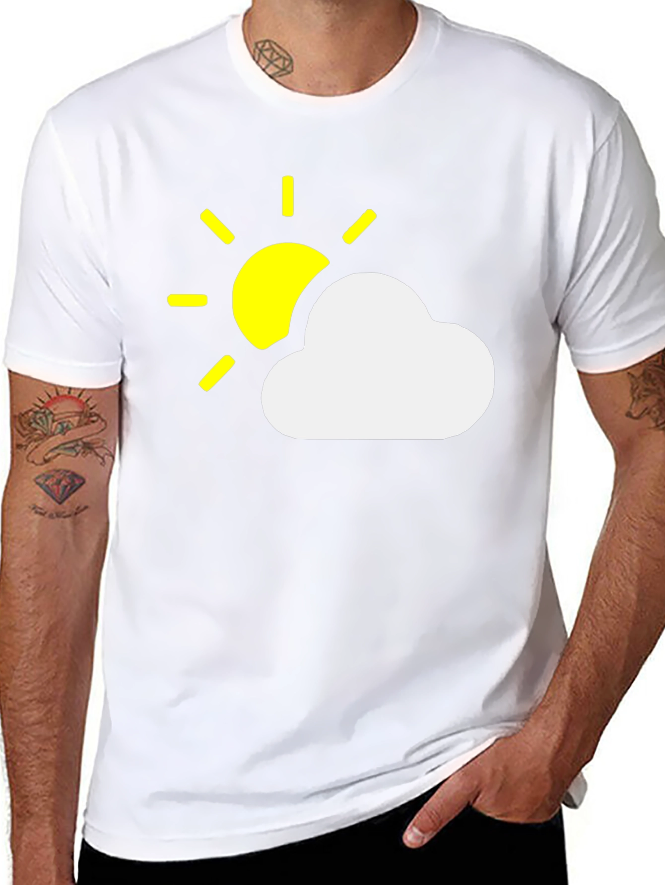 Sunny Day Cloud Graphic Black T-Shirt
