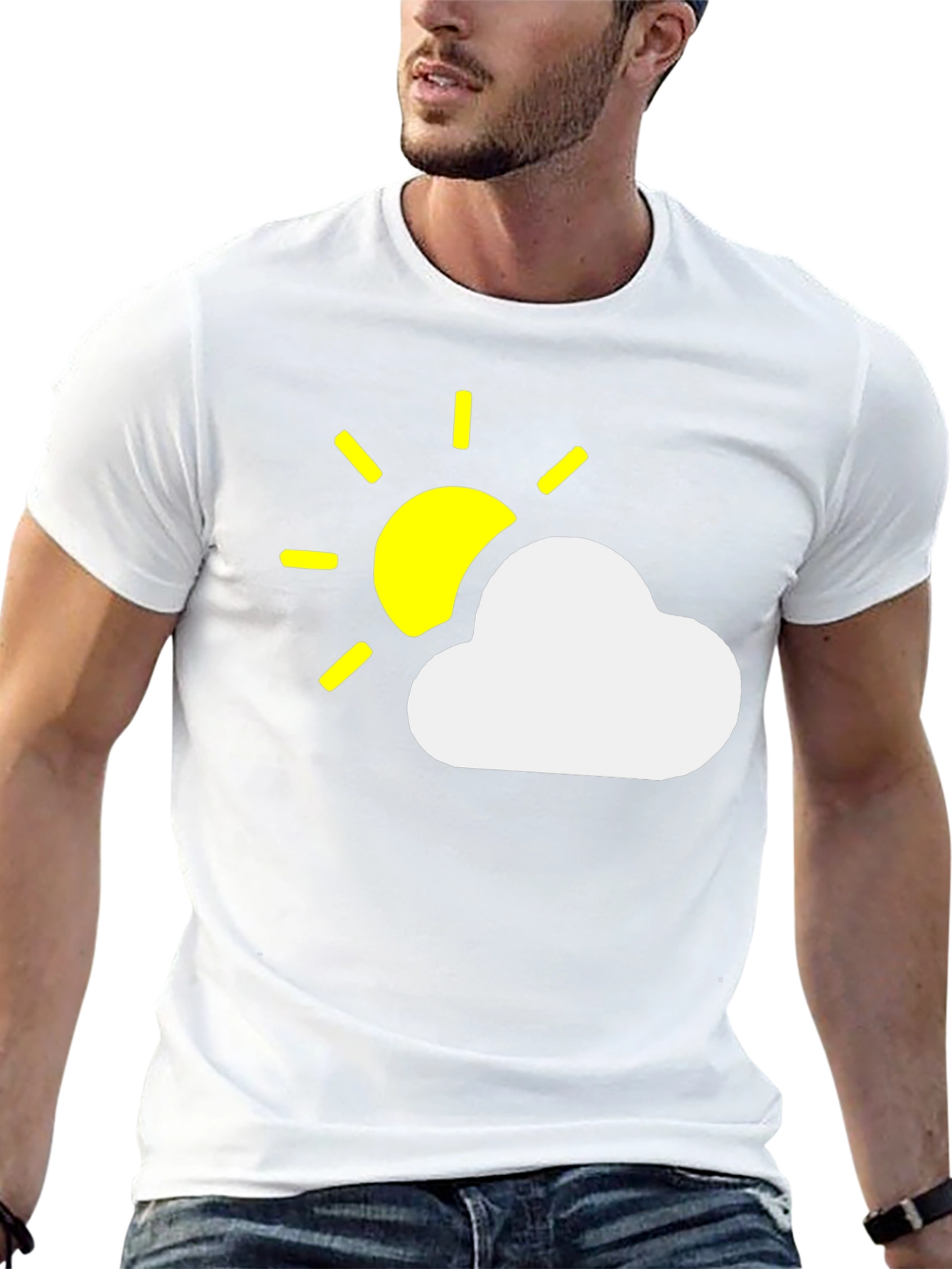 Sunny Day Cloud Graphic Black T-Shirt