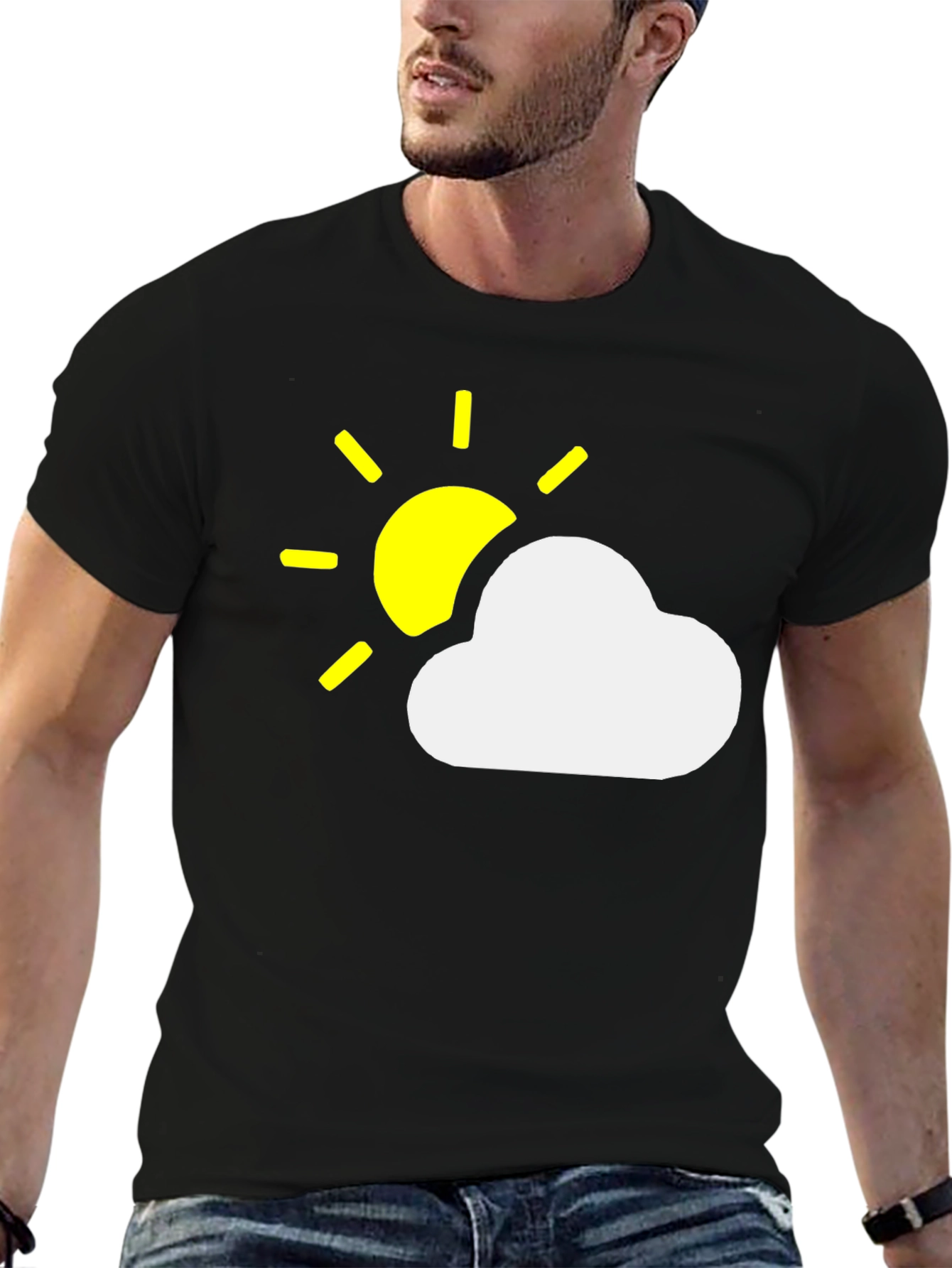 Sunny Day Cloud Graphic Black T-Shirt