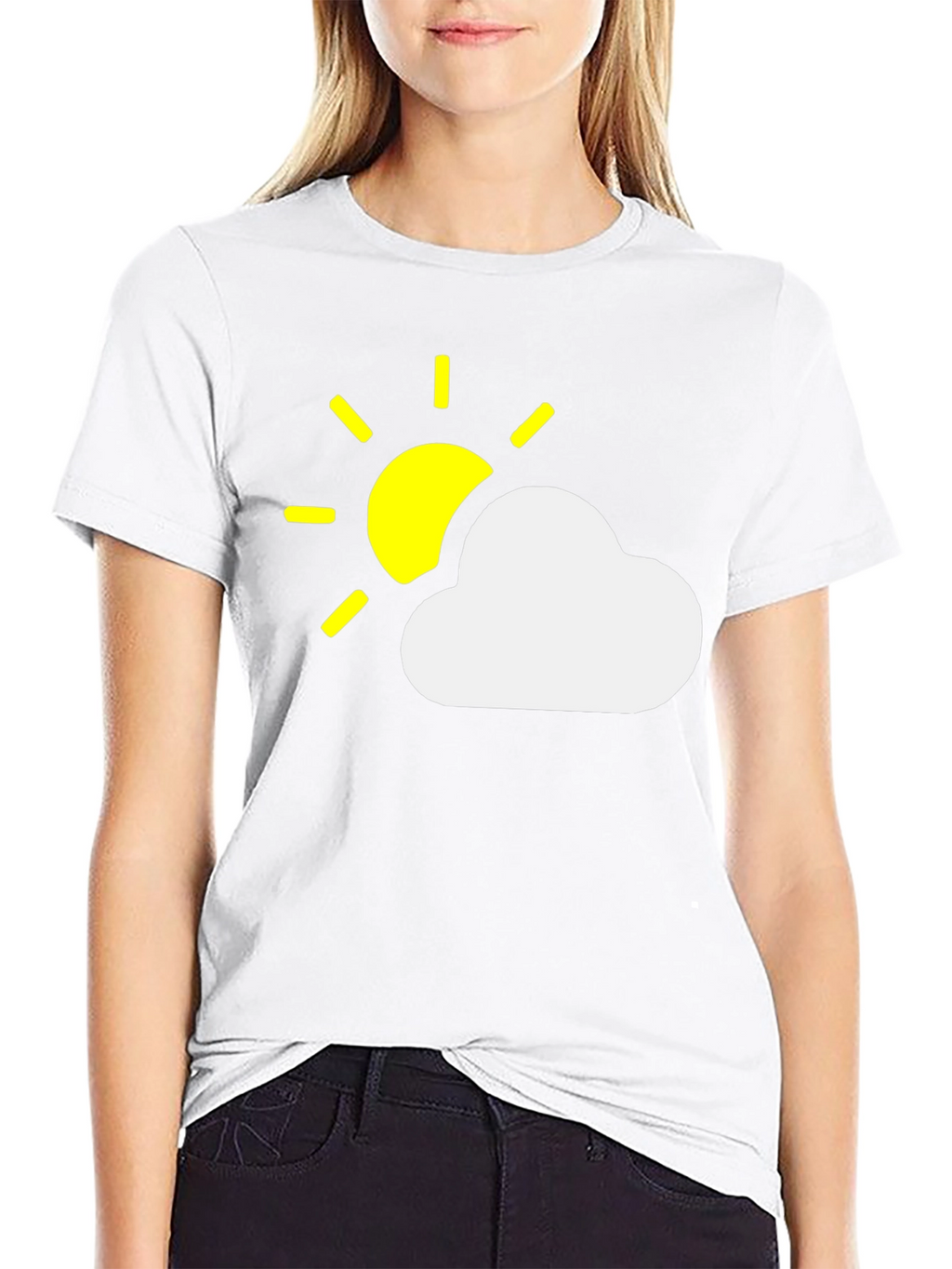 Sunny Day Cloud Graphic Black T-Shirt