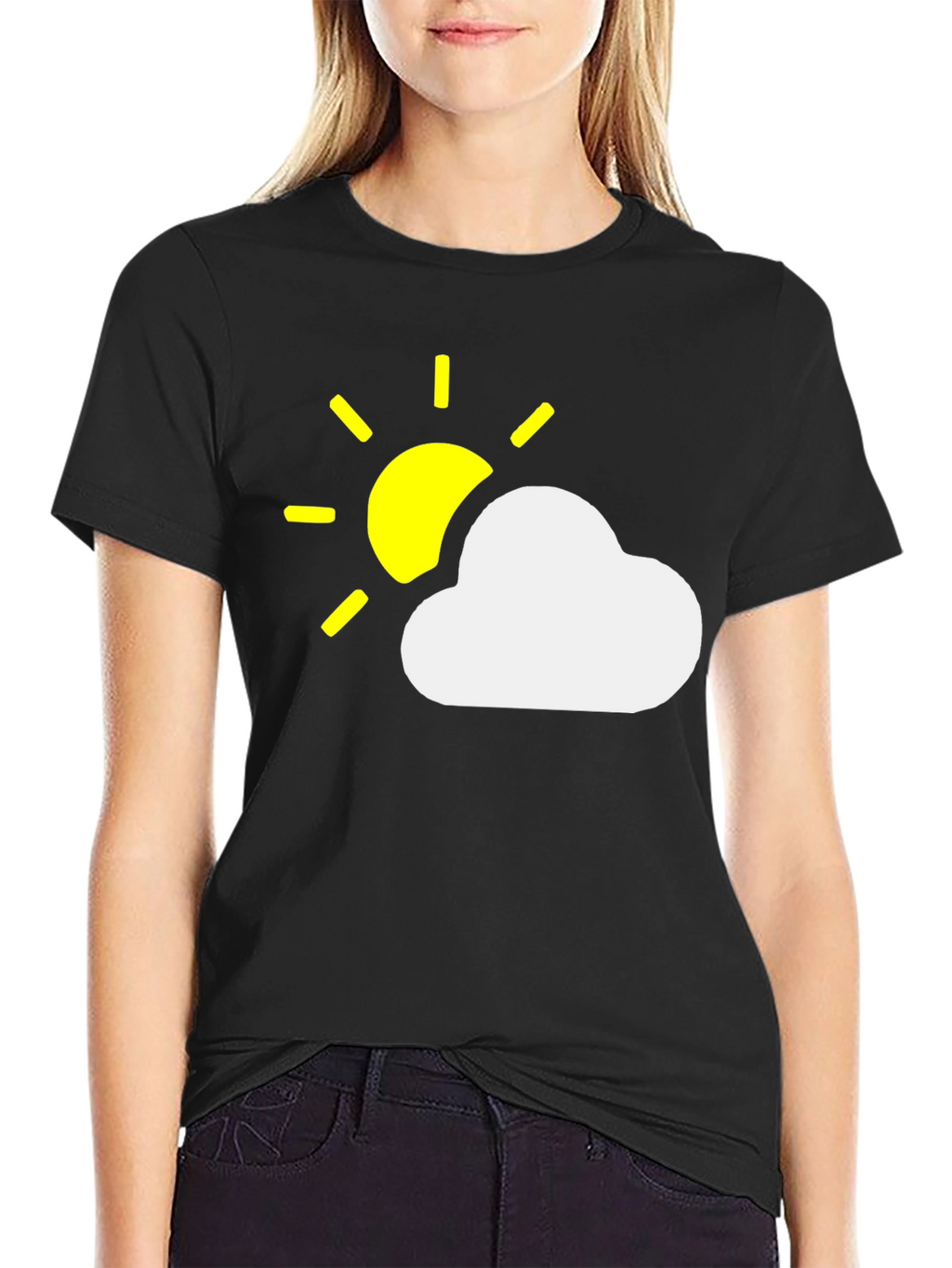 Sunny Day Cloud Graphic Black T-Shirt