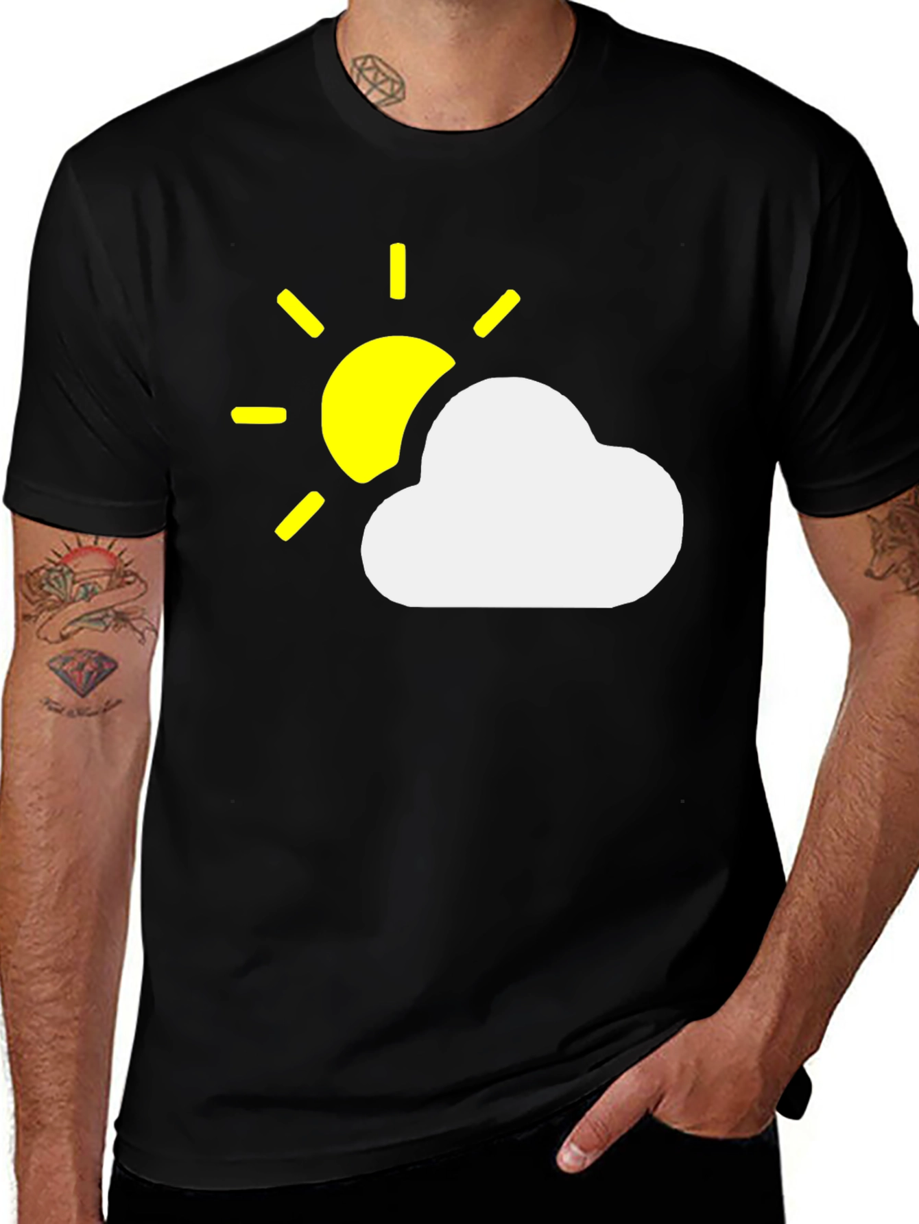 Sunny Day Cloud Graphic Black T-Shirt