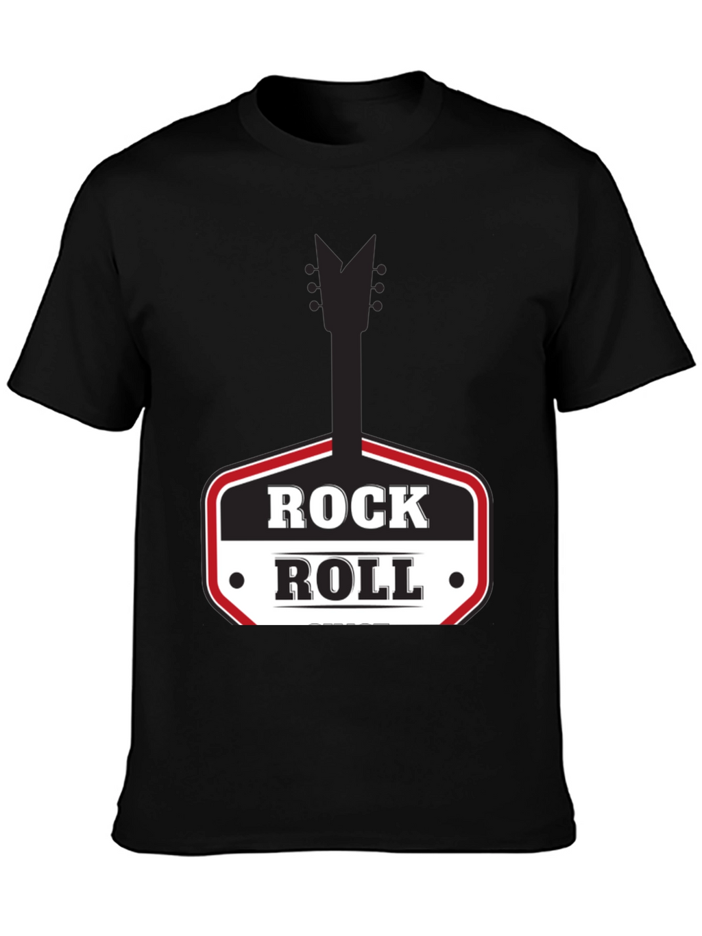 Rock and Roll Graphic Tee - Black Casual T-Shirt