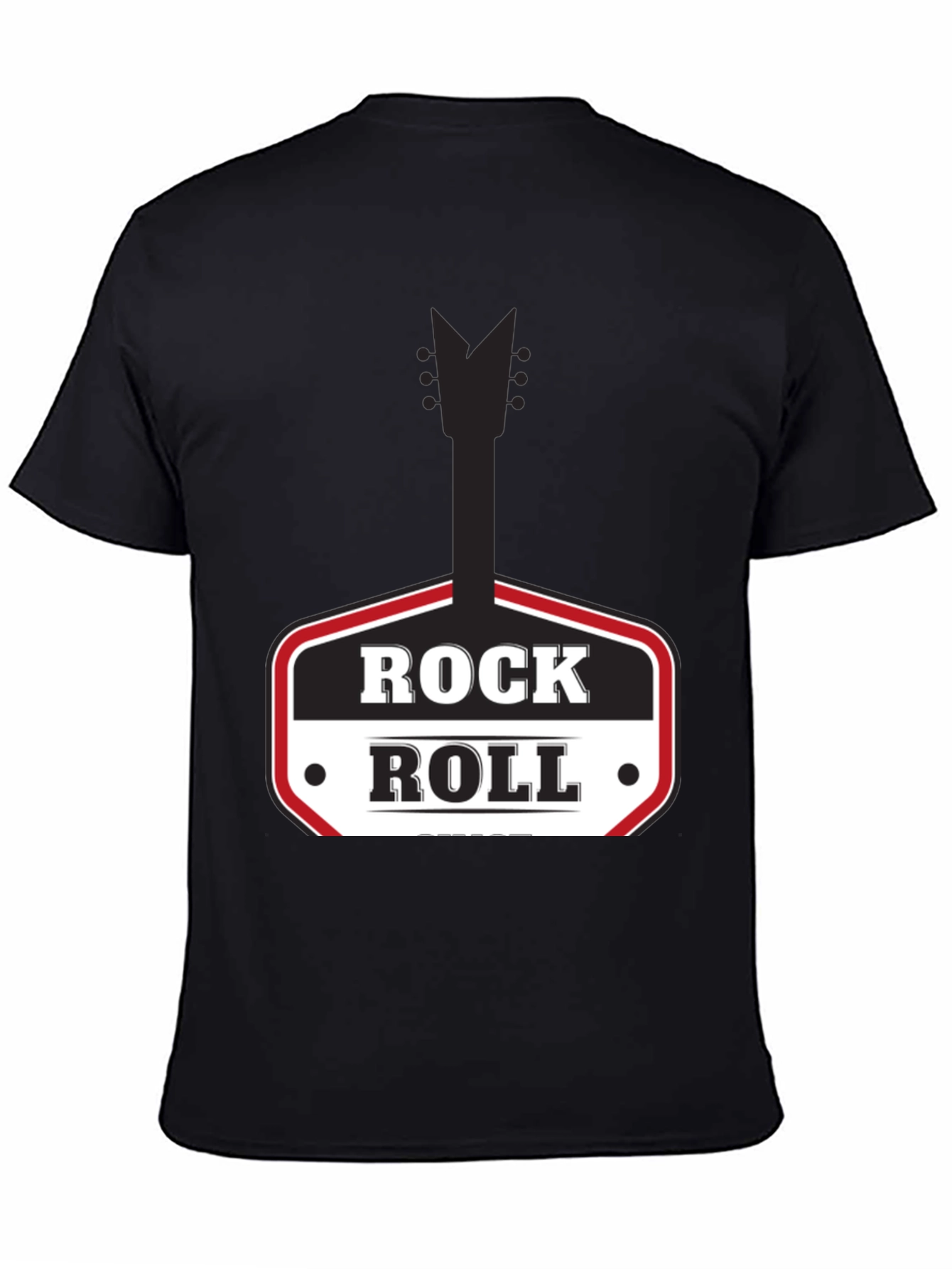 Rock and Roll Graphic Tee - Black Casual T-Shirt