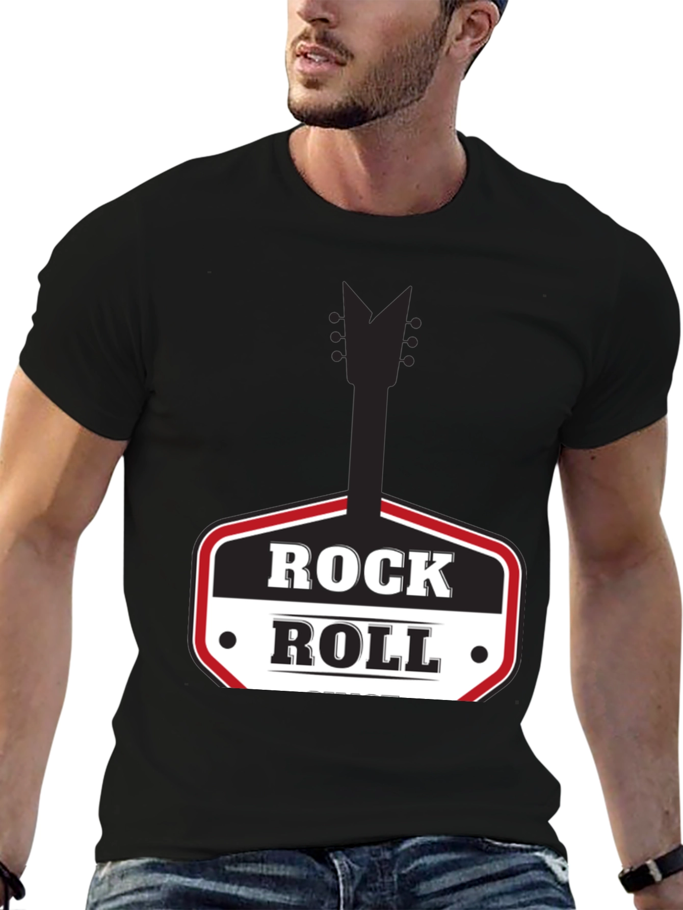 Rock and Roll Graphic Tee - Black Casual T-Shirt