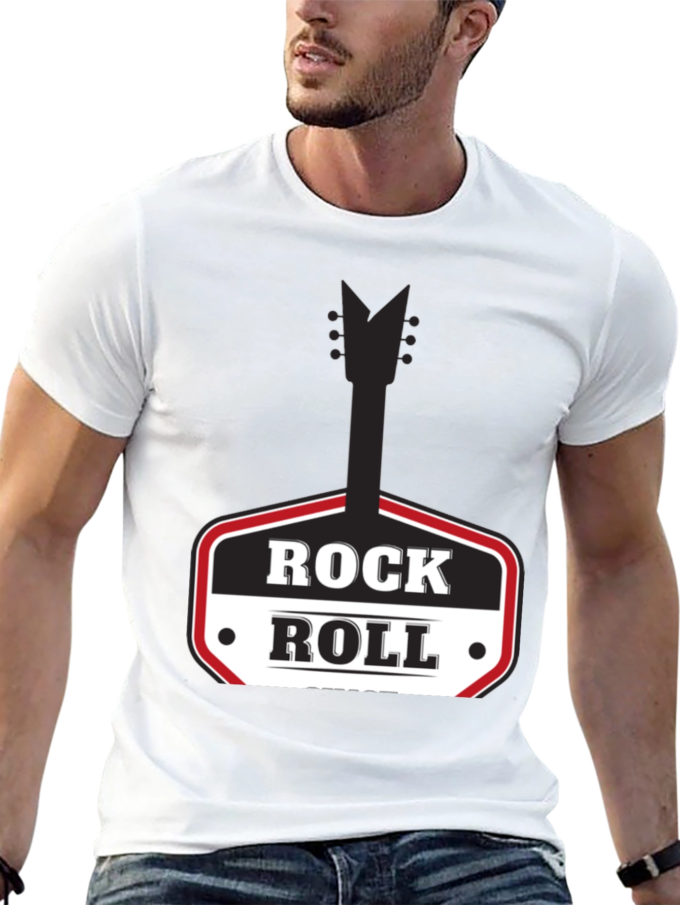 Rock and Roll Graphic Tee - Black Casual T-Shirt