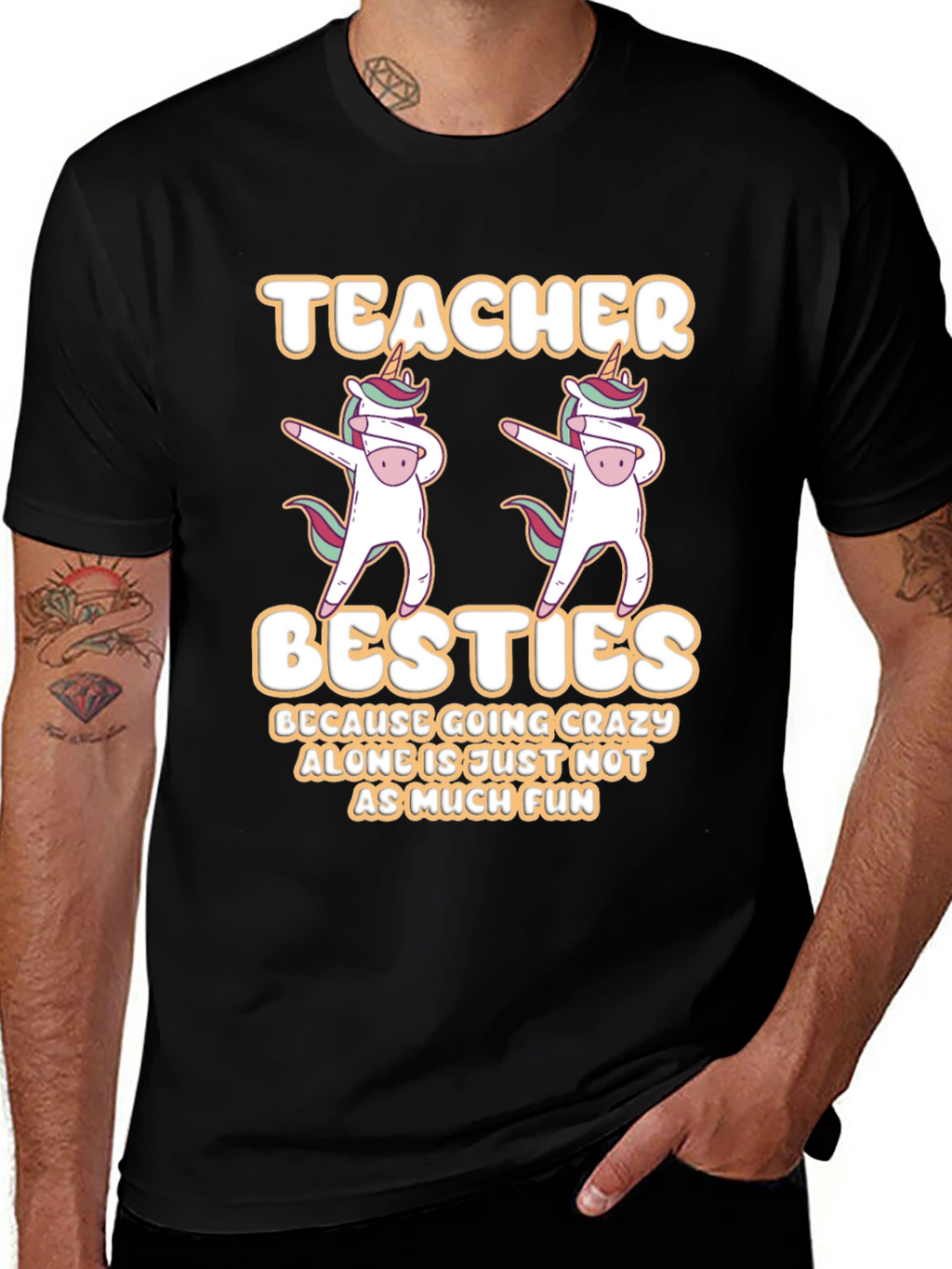 Teacher Besties T-Shirt Unicorn Dabbing Funny