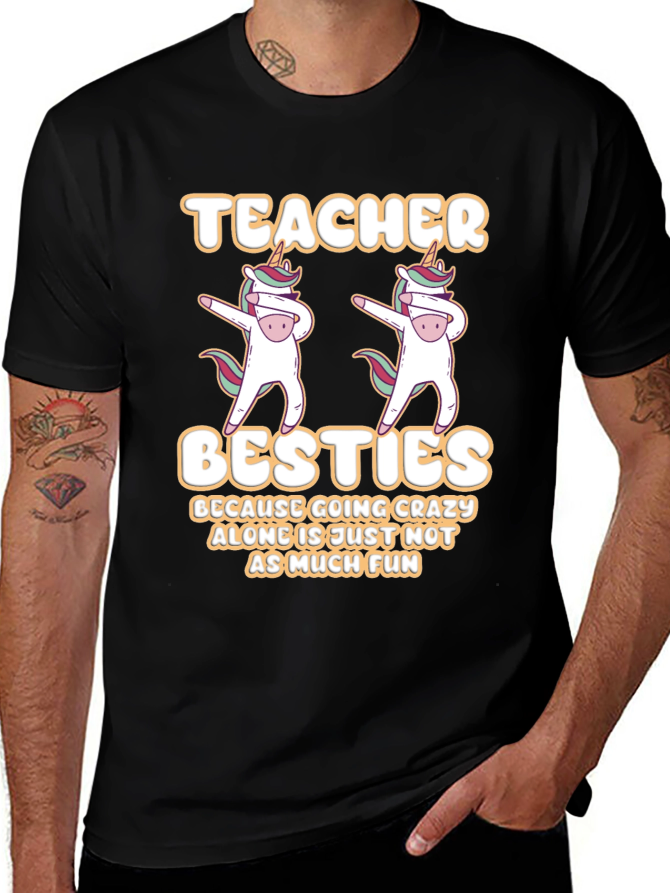 Teacher Besties T-Shirt Unicorn Dabbing Funny